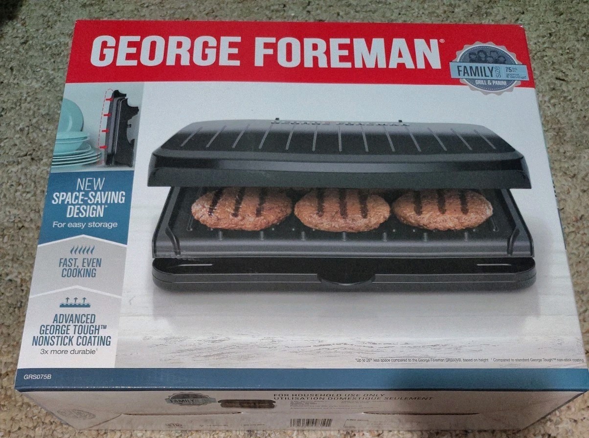 George Foreman Family Size 5-Serving Nonstick Electric Grill –Indoor Cooking NEW