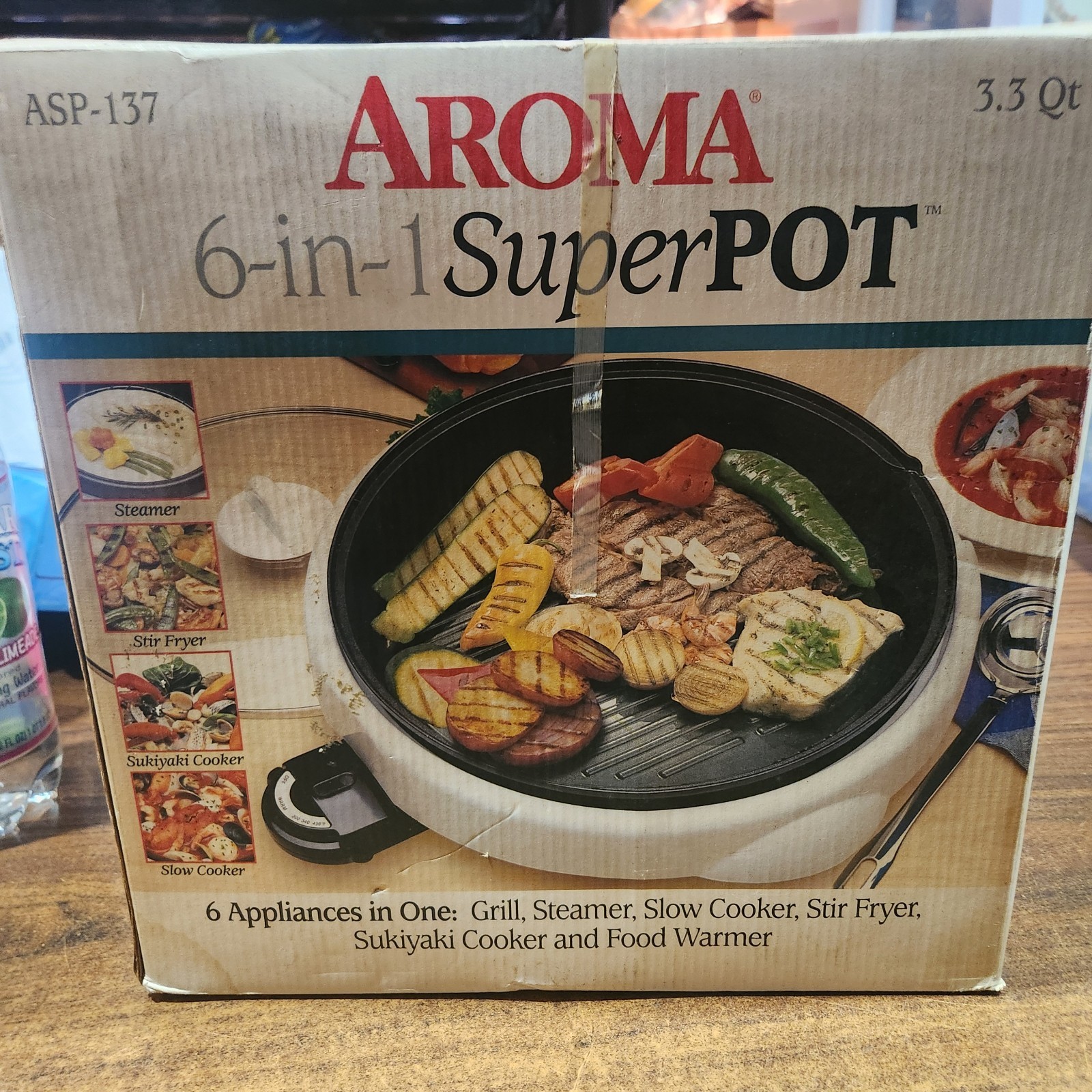 Vintage 1999 Aroma Super Pot 6 in 1 Indoor Electric Grill NEW in Box Sukiyaki