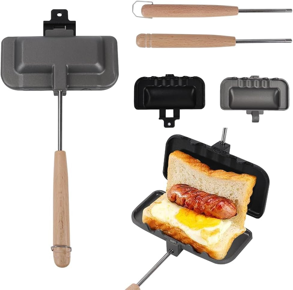 Hot Sandwich Maker, 4W1H Sandwich Maker Double Sided Pie Iron Non-Stick