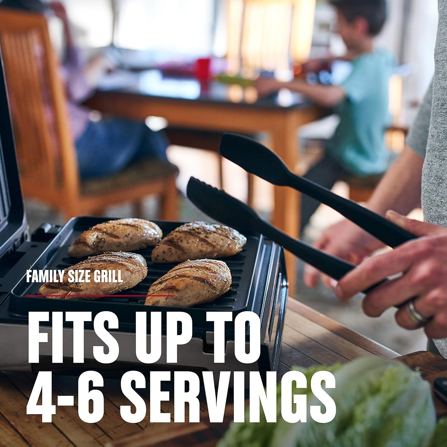 George Foreman Smokeless – Digital Smart Select, Family Size (4-6 Servings), Sta
