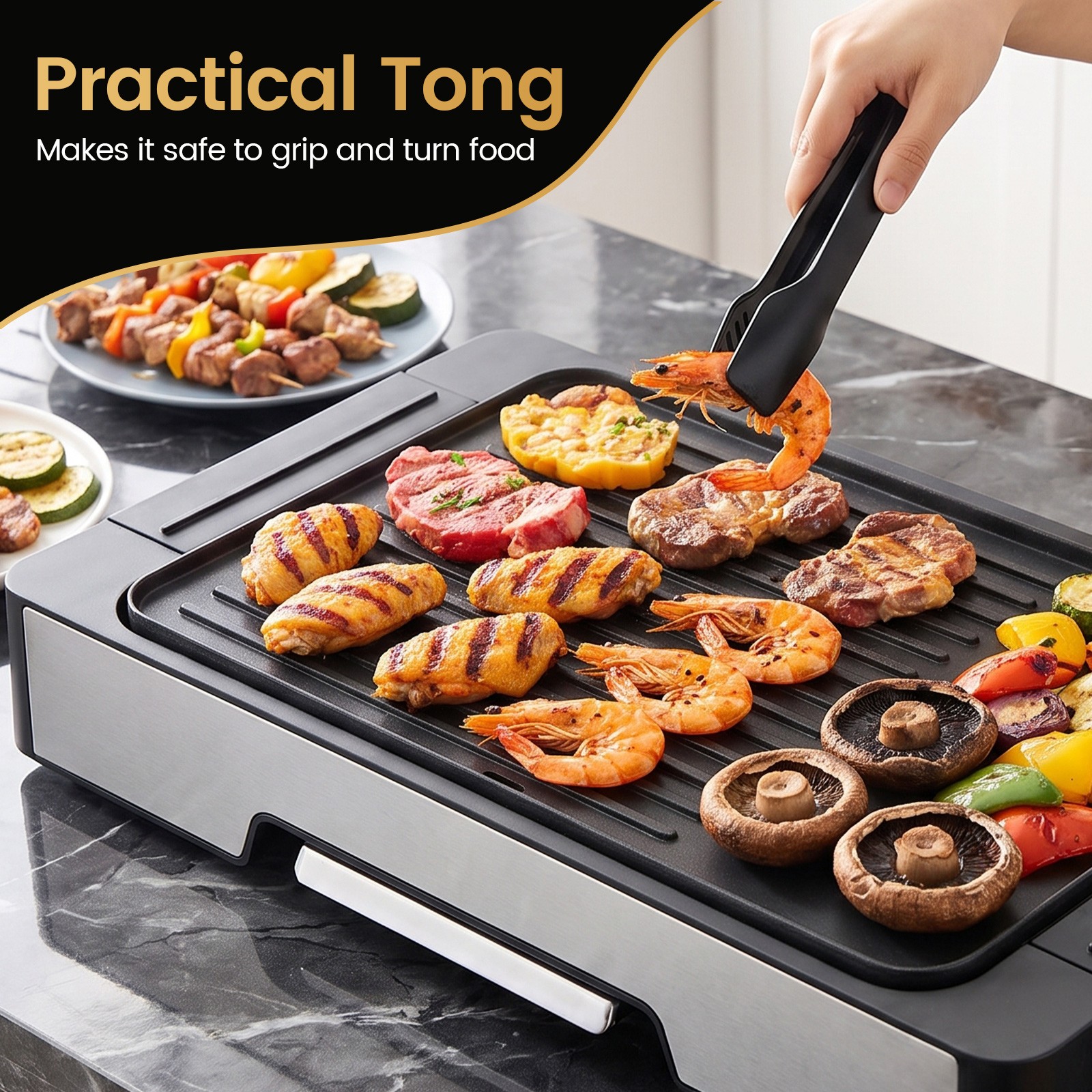 2300W Indoor Grill & Griddle with Nonstick Die Cast Aluminum Cooking Surface