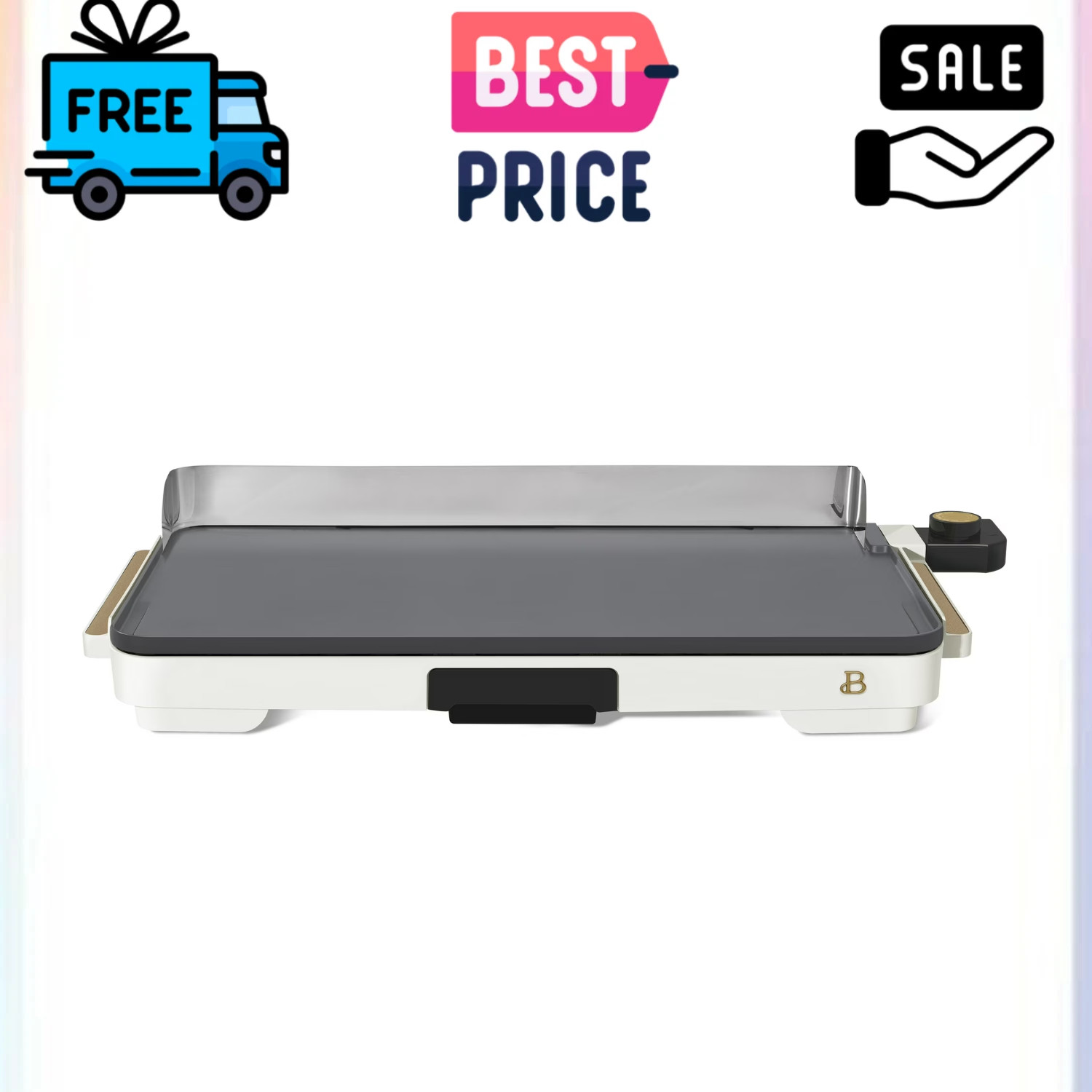 Beautiful 12×22 Electric Griddle XL Nonstick Surface White Icing