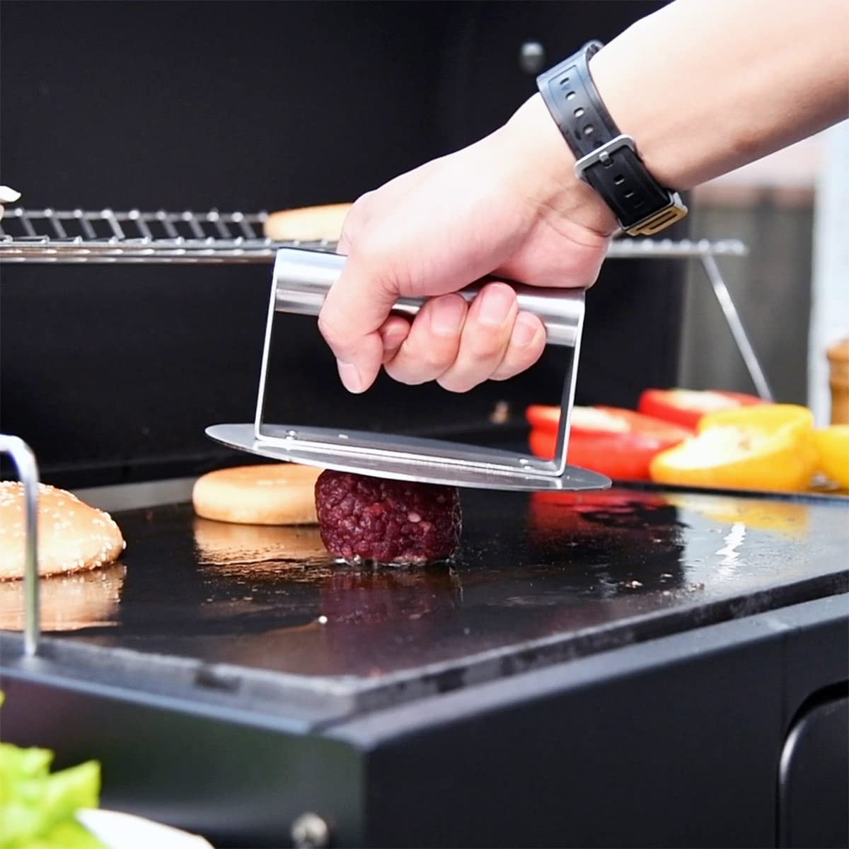 HULISEN Stainless Steel Burger Press, 6.2 inch Round inch, Silver