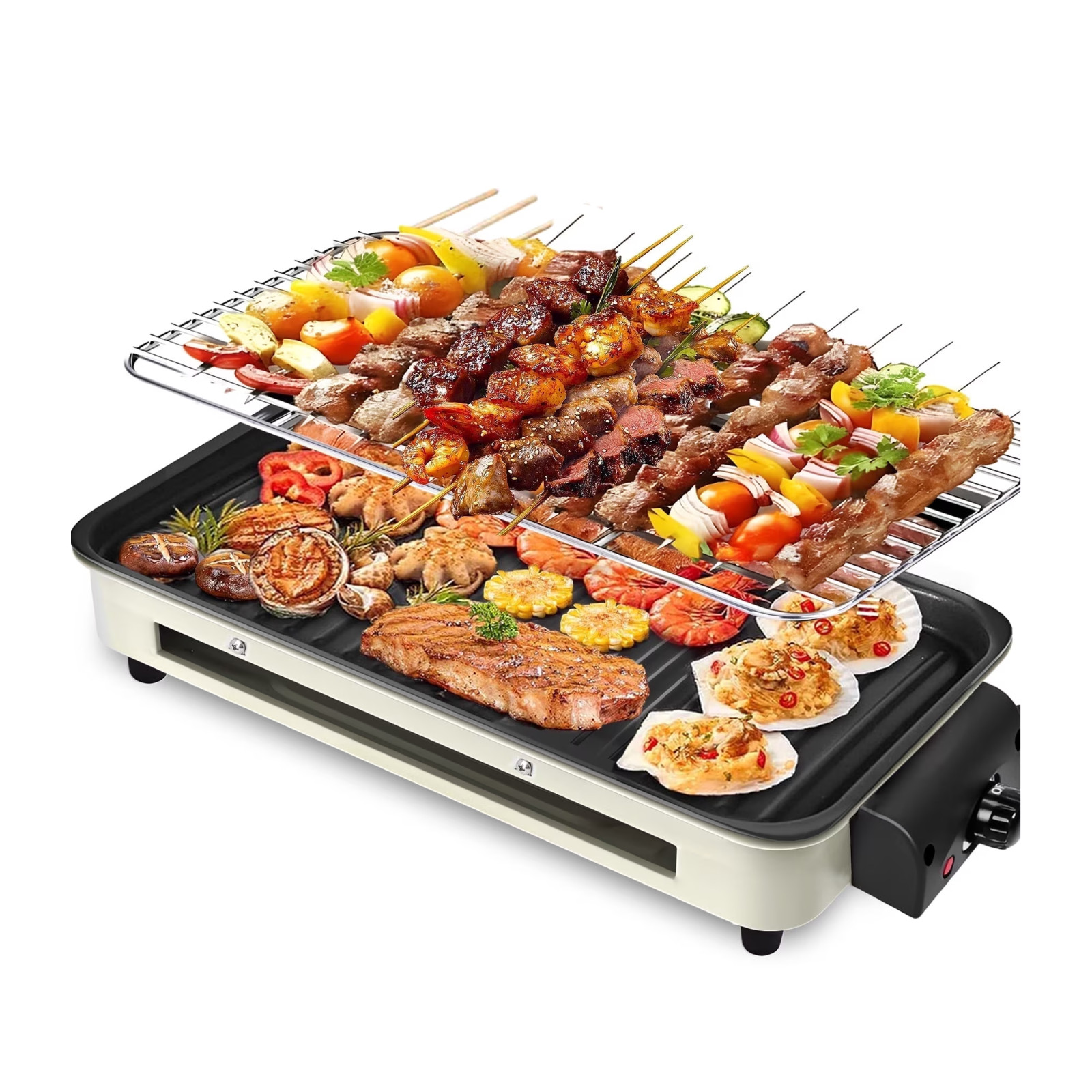 Casualife Electric Griddle, 2 in 1 Indoor Smokeless Grill, 1500W, 5 Temp Setting