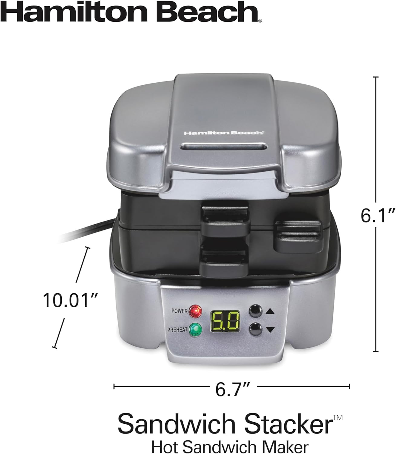 Customizable Hot Sandwich Maker with Non-Stick Surfaces and Built-In Timer
