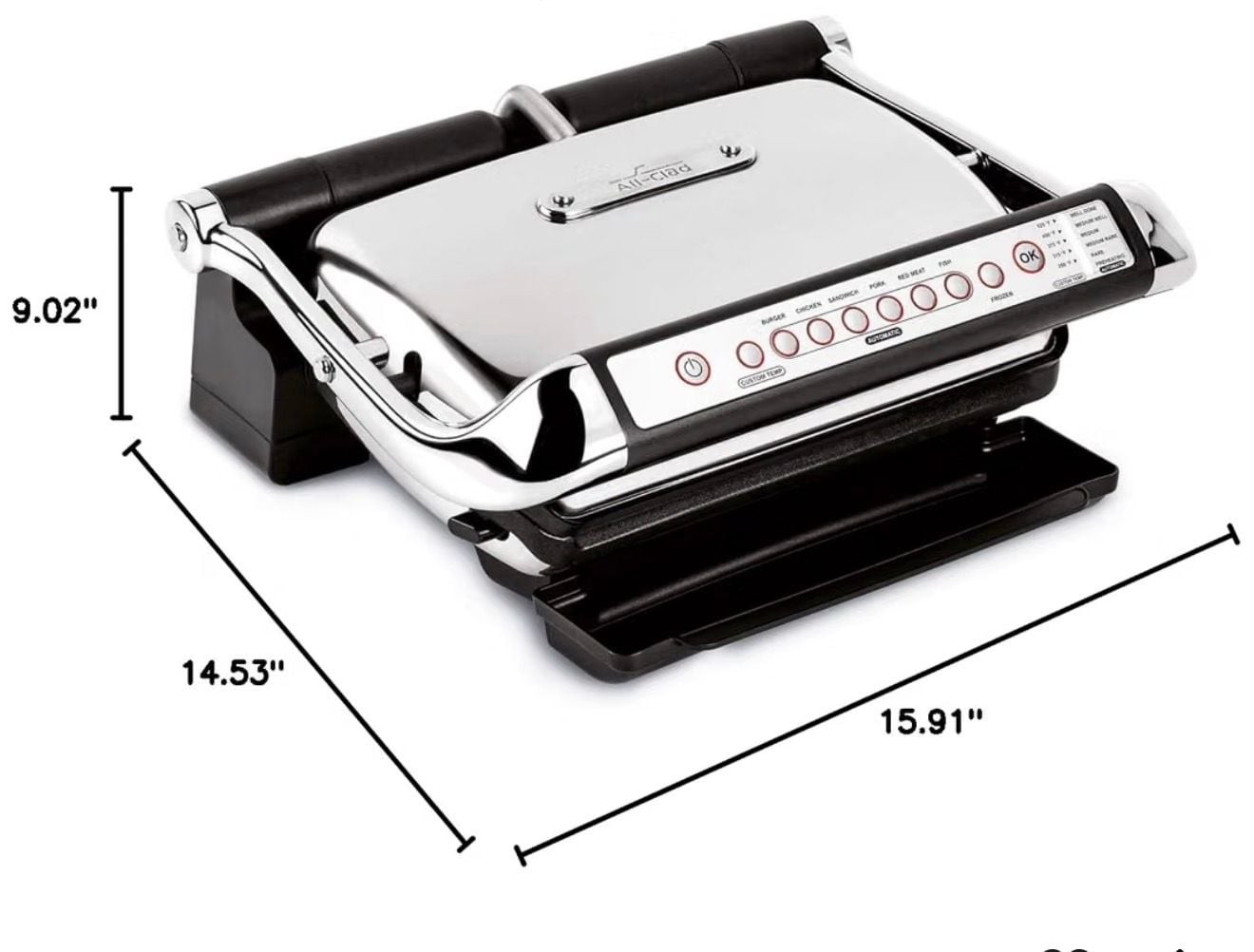 All-Clad Stainless Steel XL Electric Indoor Grill with AutoSense Technology