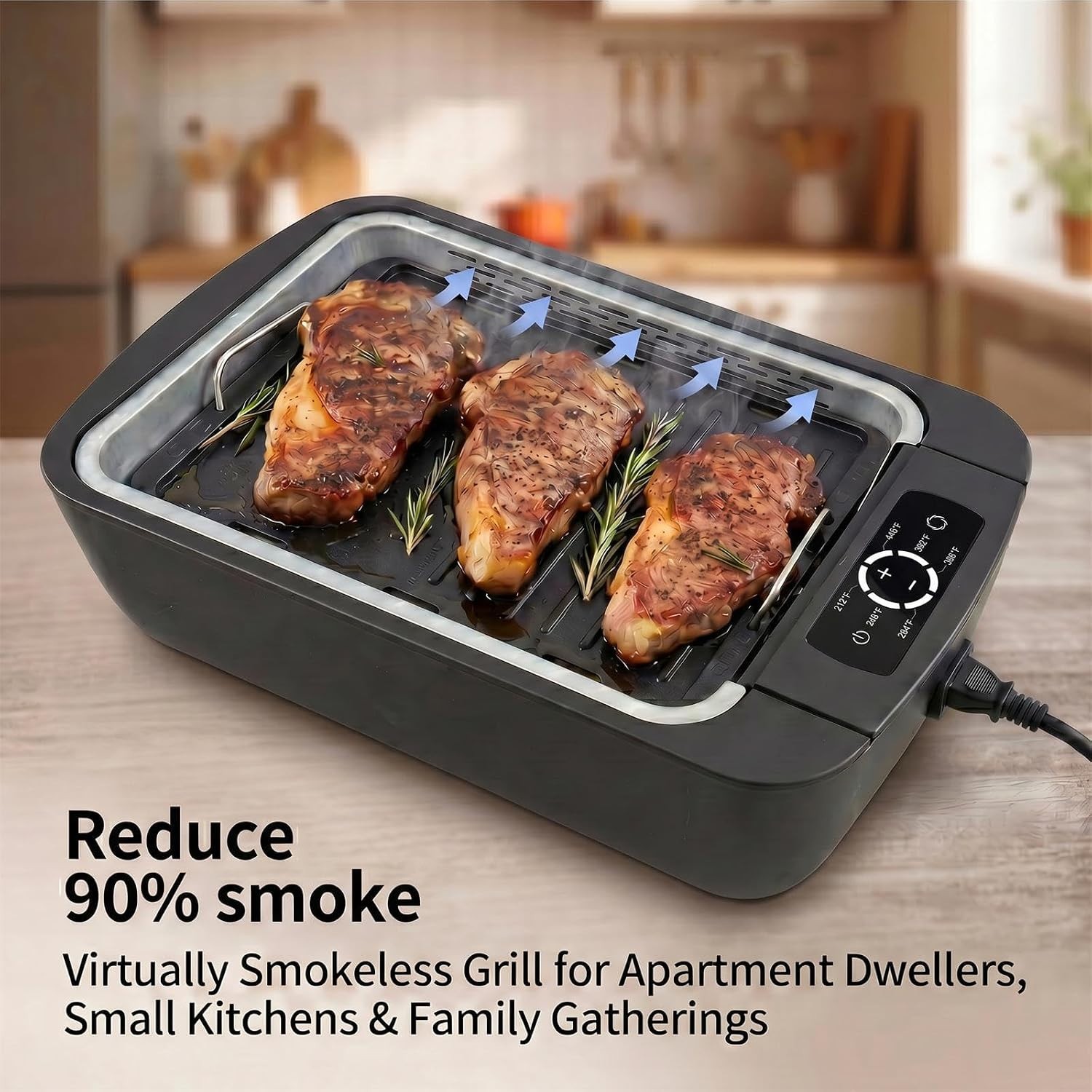 Portable 1100W Electric BBQ Grill with Temperature Control & Non-Stick Plate