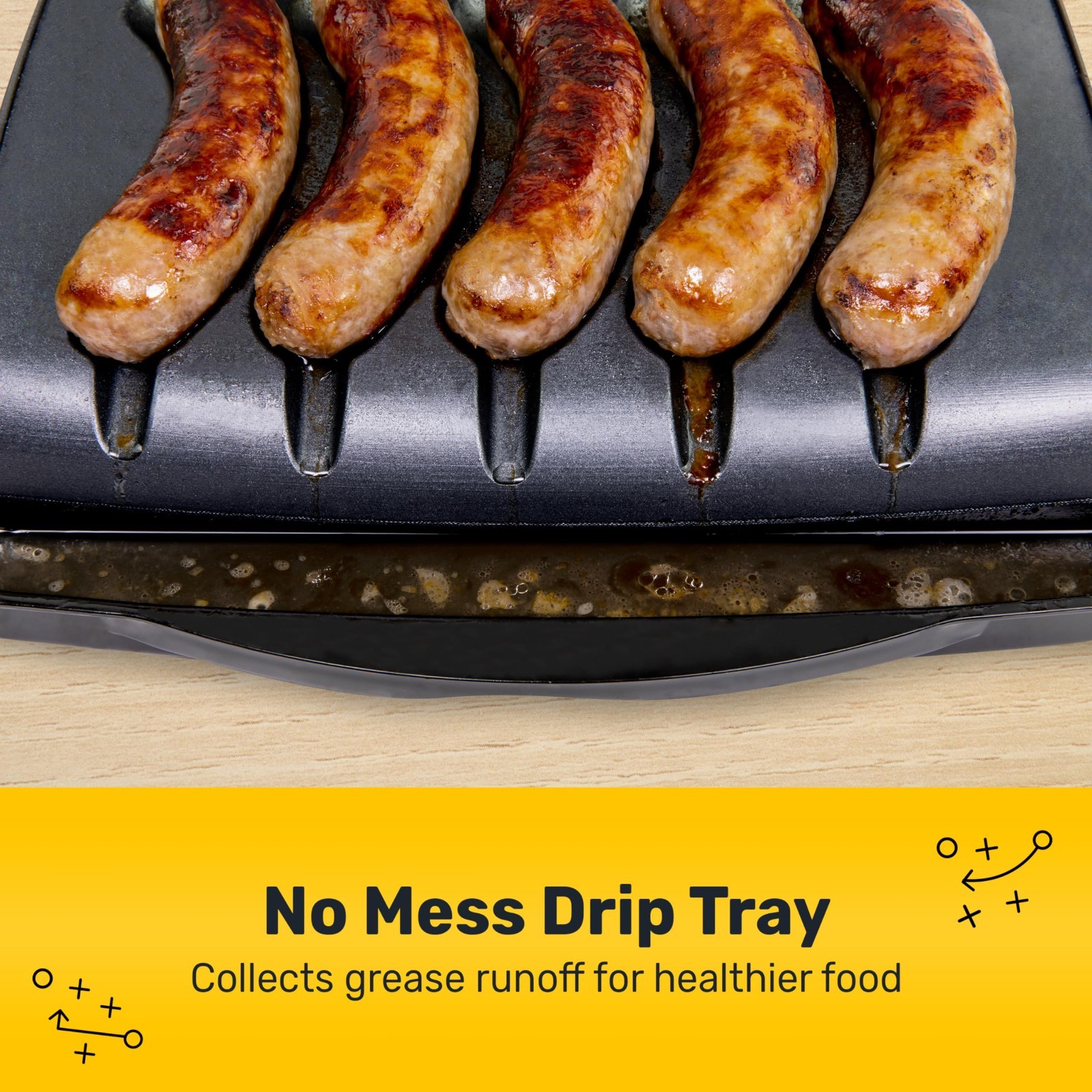 Electric Grill for Sausages & Brats – 5 Link Capacity, Oil Drip Tray, Carry Hand