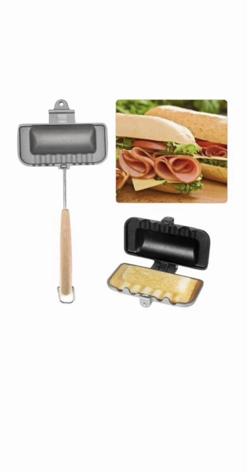 Sandwich Maker Panini Grill Press Hot Pans Double Sided Bread Toaster Non-Sticky