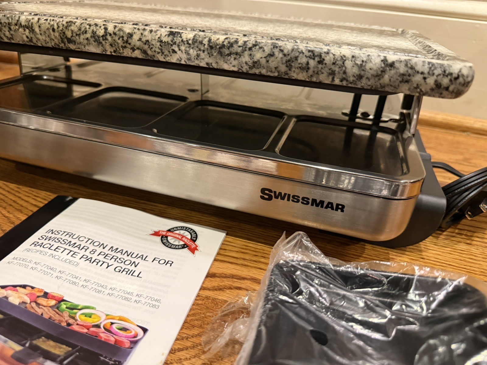 Swissmar Stelvio 8 Person Granite Stone+ Raclette Grill Stainless Steel KF77081