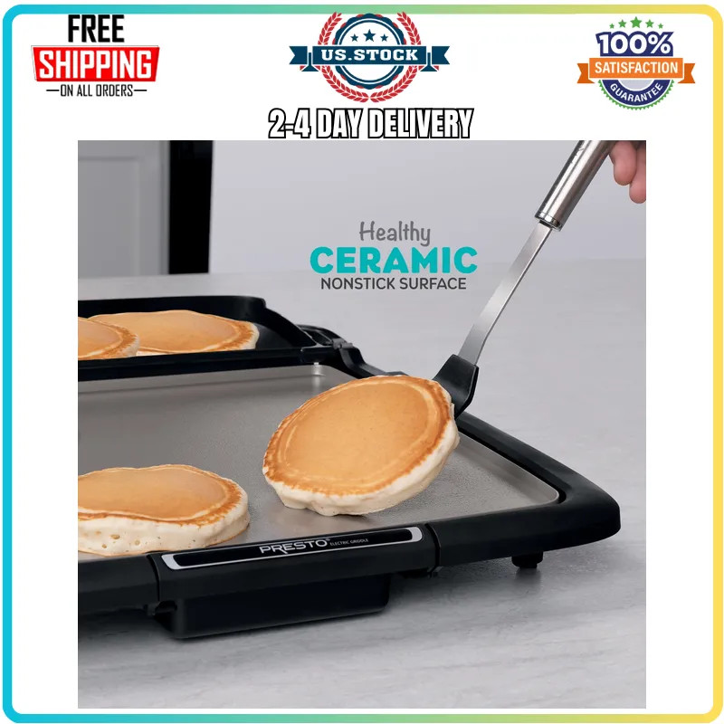 Presto Ceramic Nonstick Electric Griddle With Warming Tray