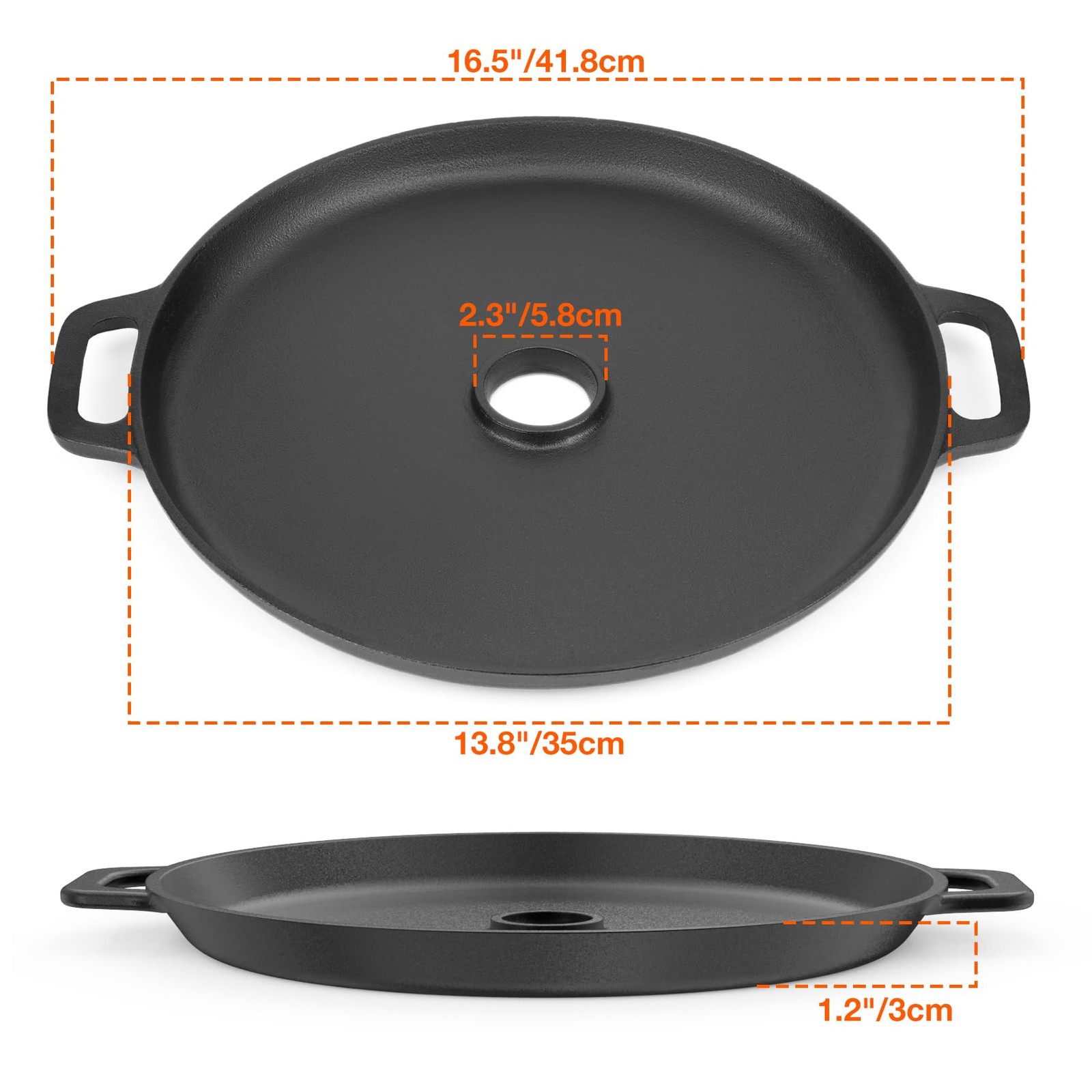 Cast Iron Griddle Pan for Rocket Stoves, Charcoal & Gas Grills – Nonstick Rou…