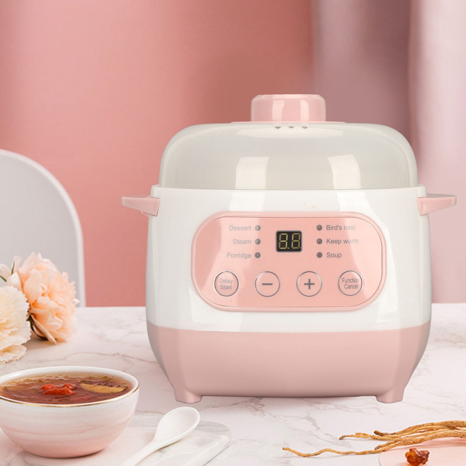 Electric Stew Pot 1L 200W Anti Dry Burn Safe Intelligent Electric Ceramic Cooker