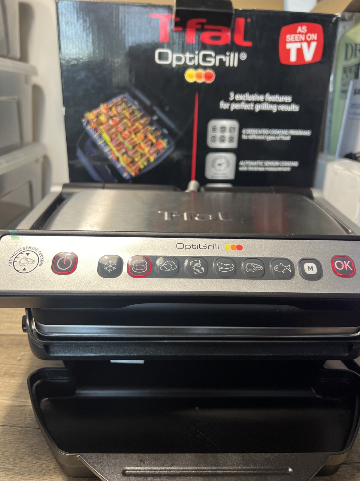 T-Fal OptiGrill 8351s1 Grill Automatic Sensor Indoor Stainless Steel Grill W Box