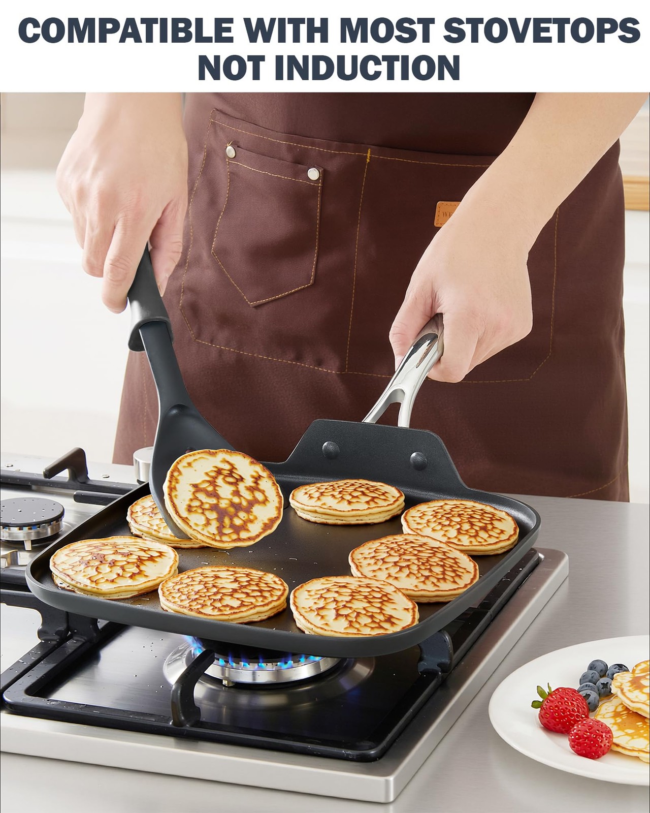 Classic 11 x 11-Inch Nonstick Square Griddle Pan, Hard Anodized Cookware Grid…