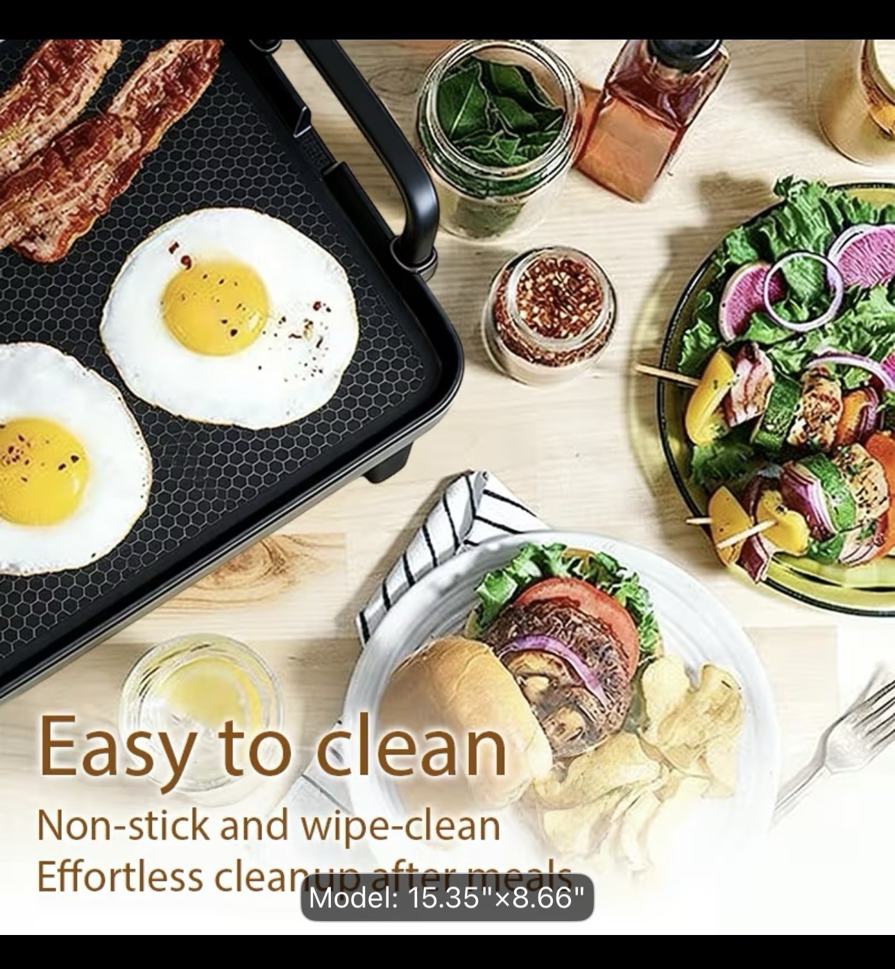 Non Stick Electric Grill & Griddle Indoor BBQ Plate Grill Steaks Small Size