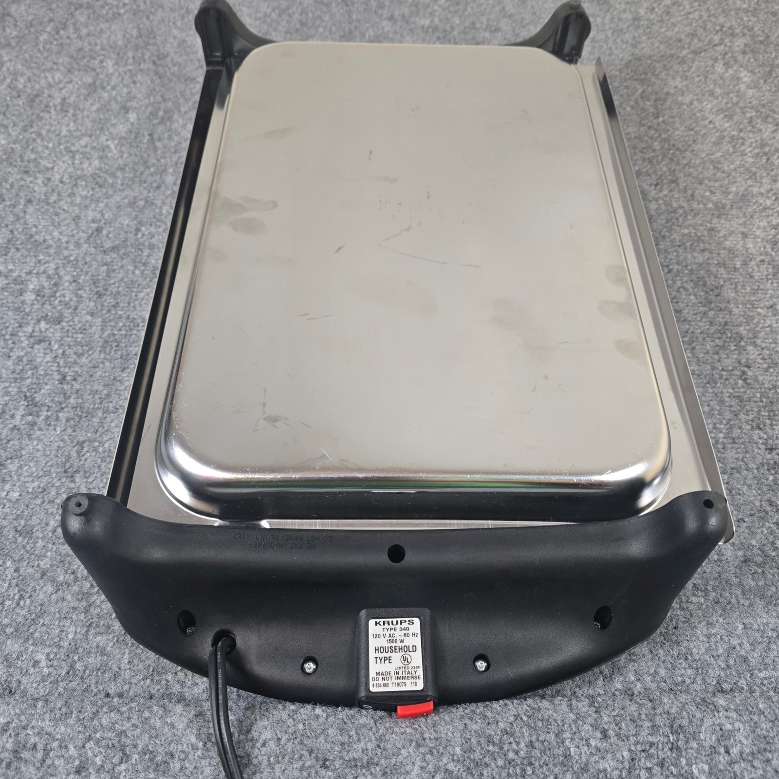 Krups Canyon Type 340 Electric Tabletop Grill Countertop BBQ Made In Italy
