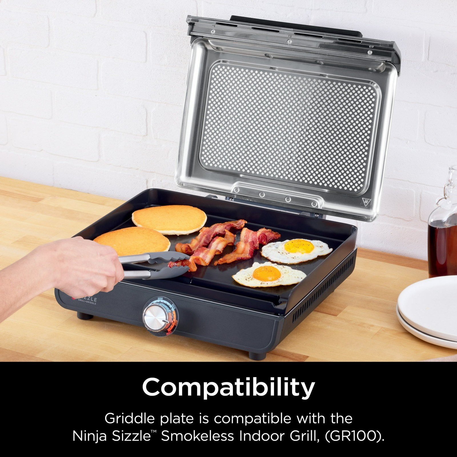 Ninja Sizzle Nonstick Flat Top Griddle Plate, 14” x 9”, XSKGRDLEPLATE, Gray