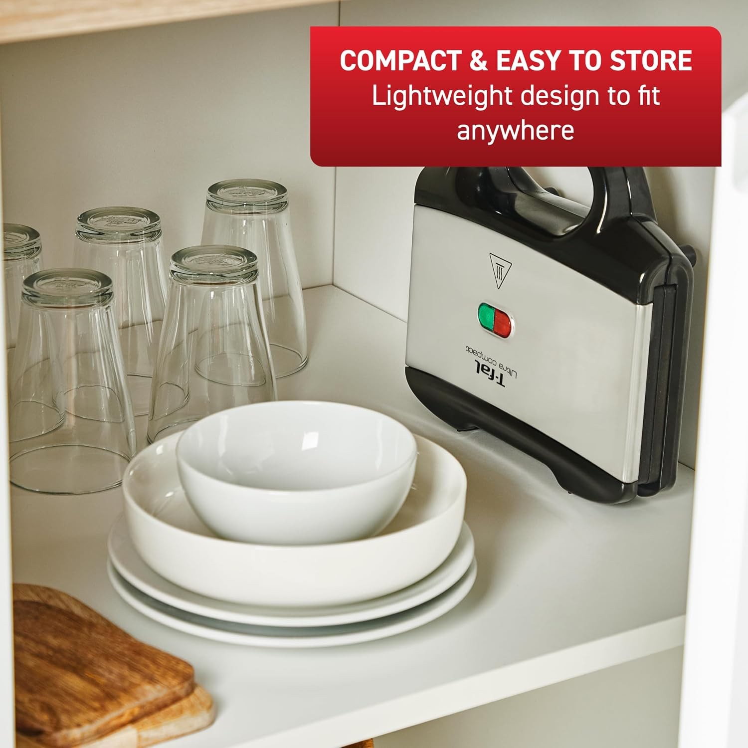 Compact Sandwich Maker Stainless Steel Easy to Clean Indicator Lights Cool Touch