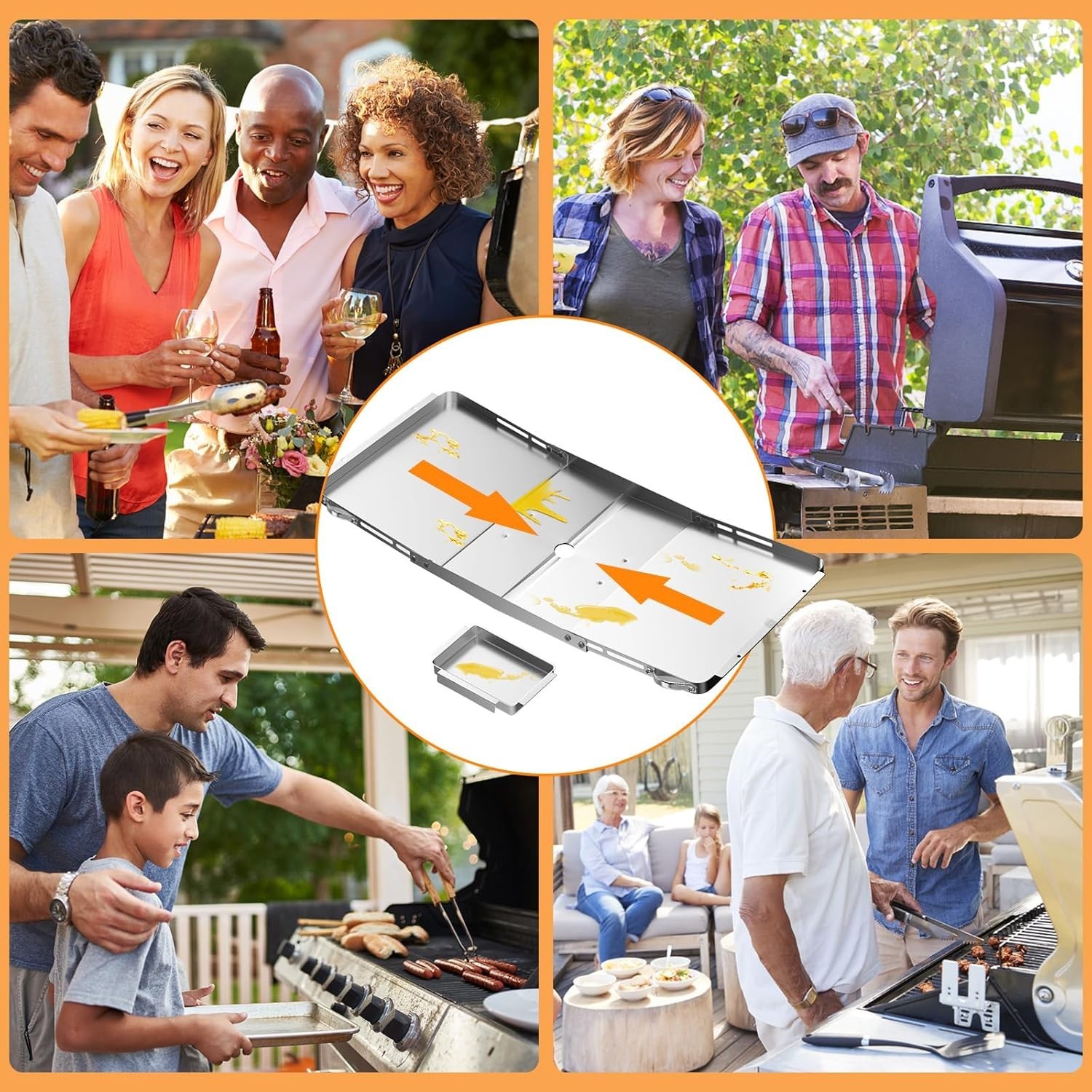 Easy Install Grease Tray with Catch Pan for Safe and Clean Grill Experience
