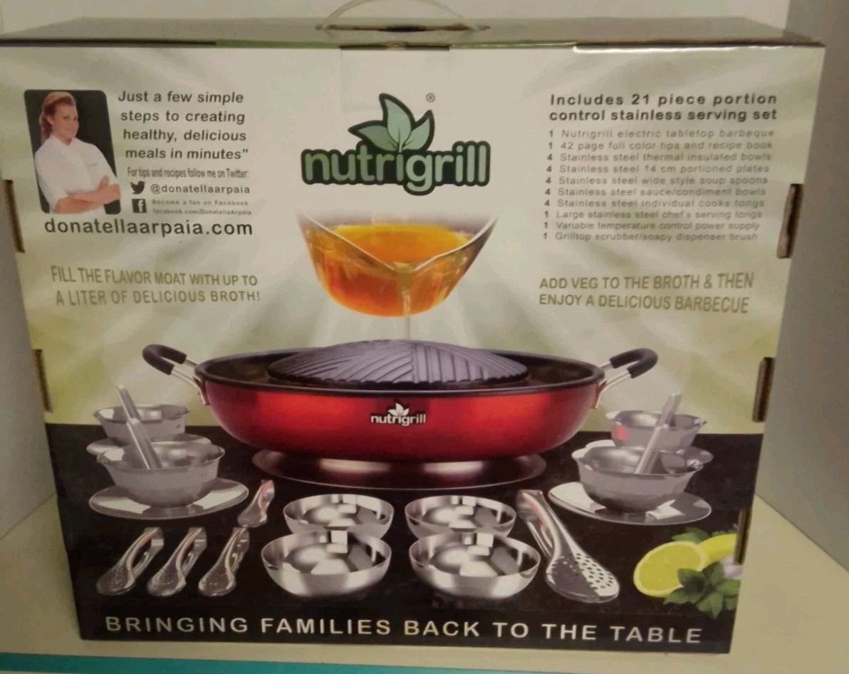 New in Box Nutrigrill 1200W Electric Tabletop BBQ Complete Set-Easy to Use!!