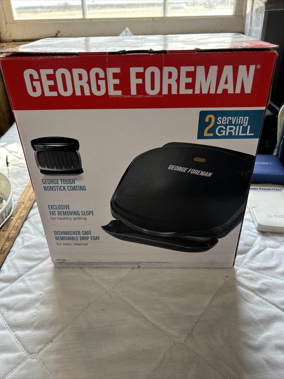 George Foreman Compact 2 Serving Grill GR10B Open Box