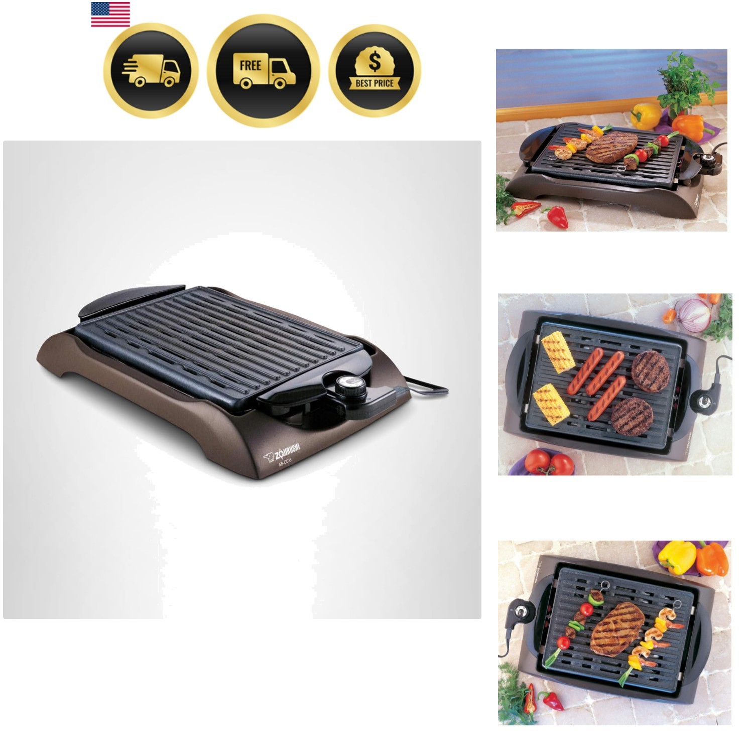 Indoor Electric Grill Non Stick Easy Clean Compact Family Size