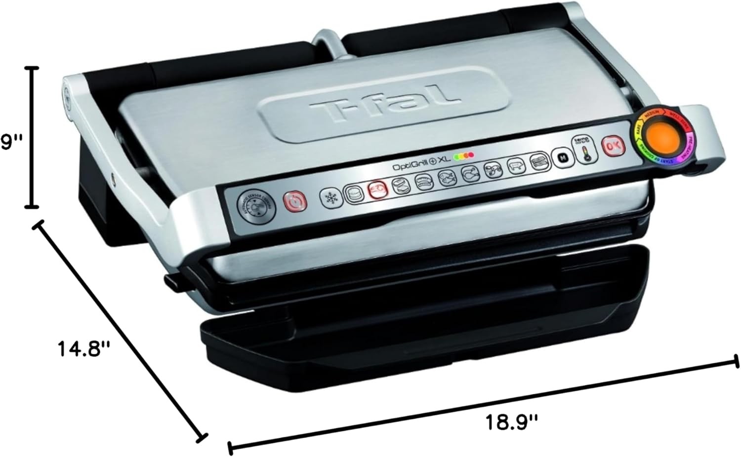 T-Fal OptiGrill Stainless Steel XL Electric Grill, Up to 6Servings, OptiGrill XL
