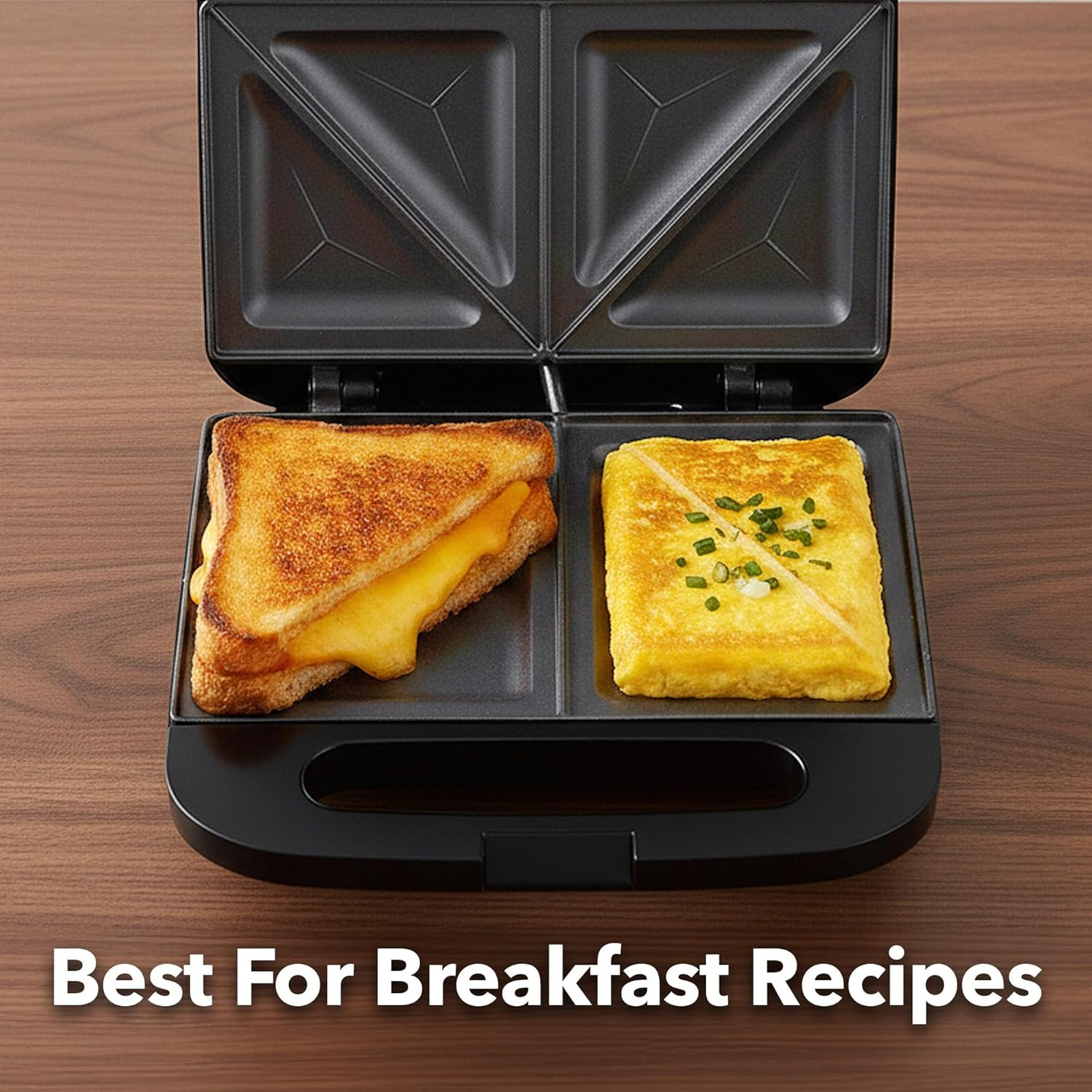 Electric Sandwich Maker with Non-Stick Plates, Indicator Lights, Cool Touch Hand