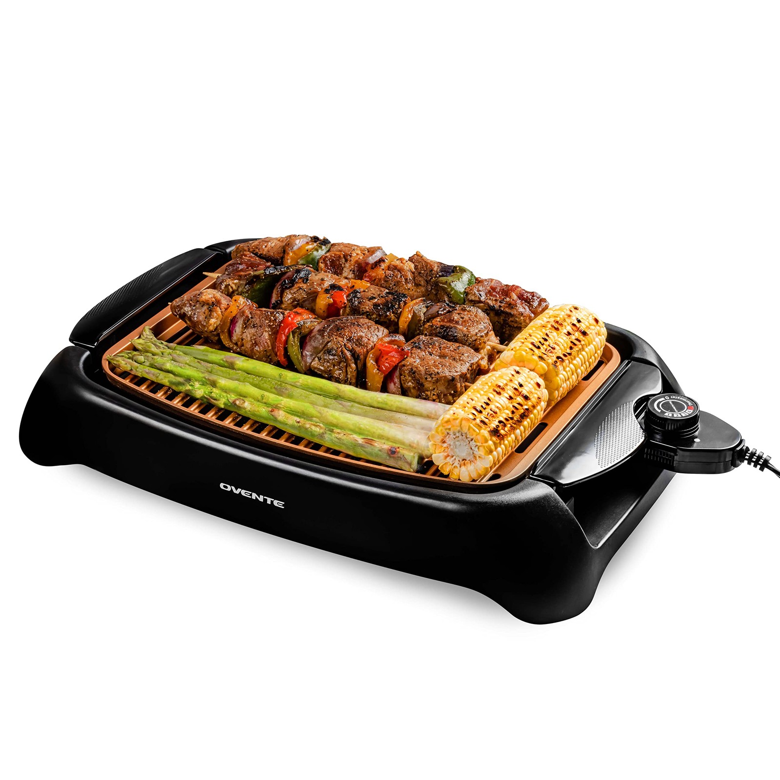 Ovente Electric Indoor Grill 13X10 Inch Non-Stick Cooking Surface 1000W Heat Up