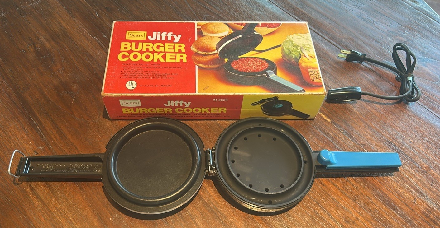 Vintage Sears Jiffy Burger Cooker Indoor Electric Grill Non-Stick