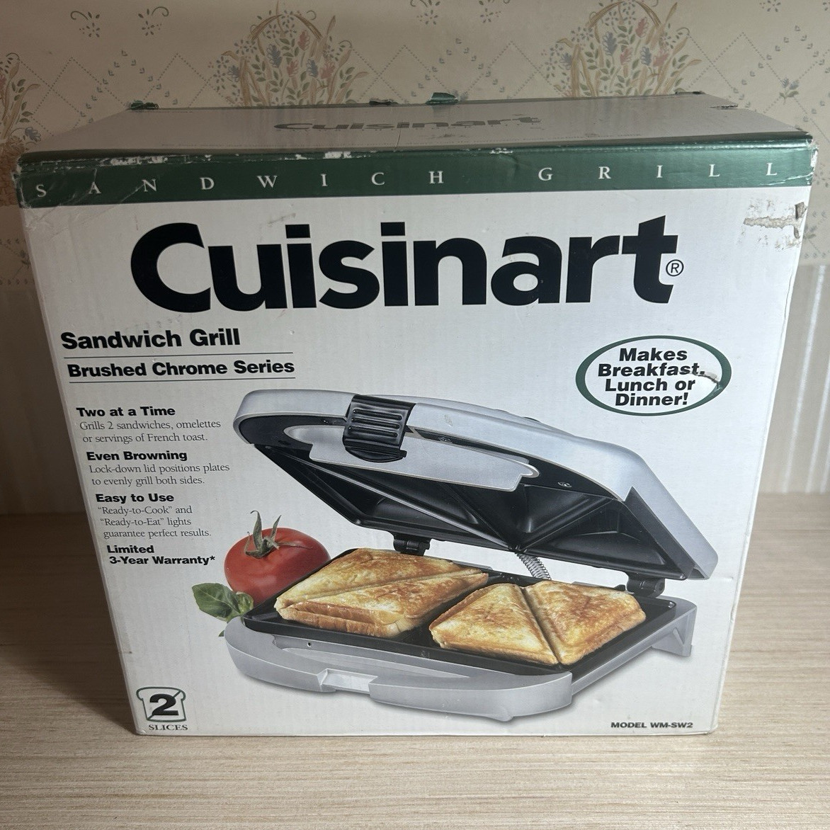 NEW Cuisinart WM-SW2 Sandwich Grill Brushed Chrome Series Panini Maker w/ Box