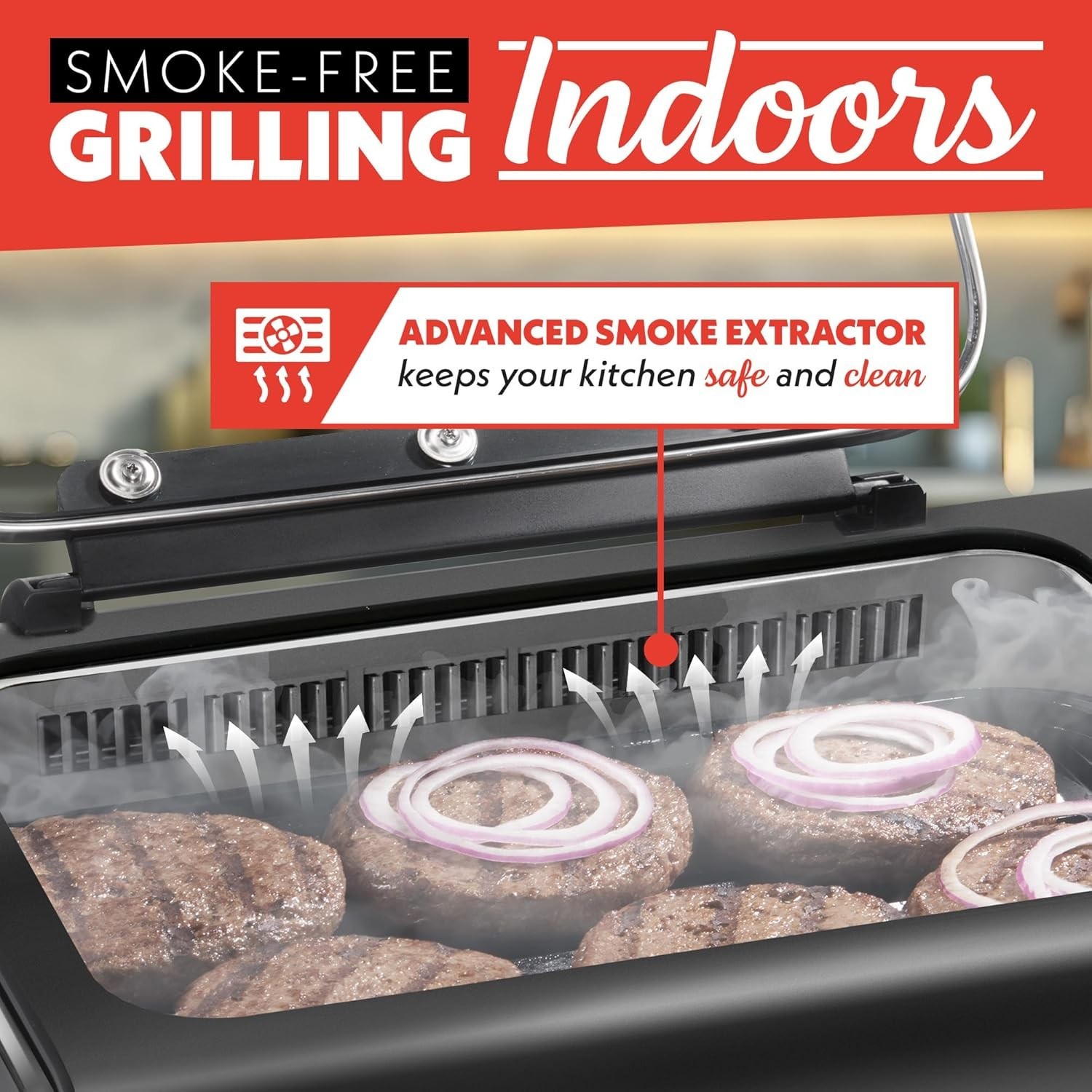 Compact Smokeless Indoor Grill with 5 Cooking Functions & Digital Touch Controls