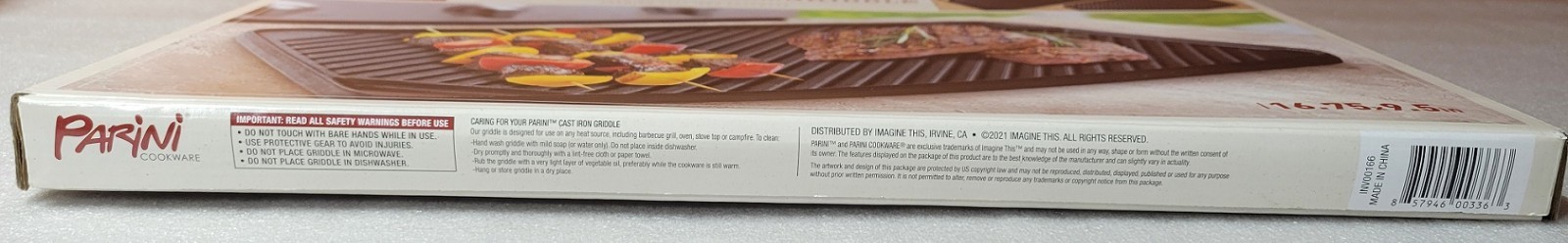 Parini Cookware Cast Iron Reversible Grill / Grittle Pre-seasoned 16.75inx9.5in