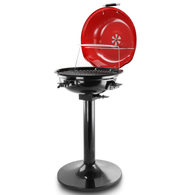Red Electric Barbecue Grill With 4 Heat Settings Adjustable Thermostat 15 in.