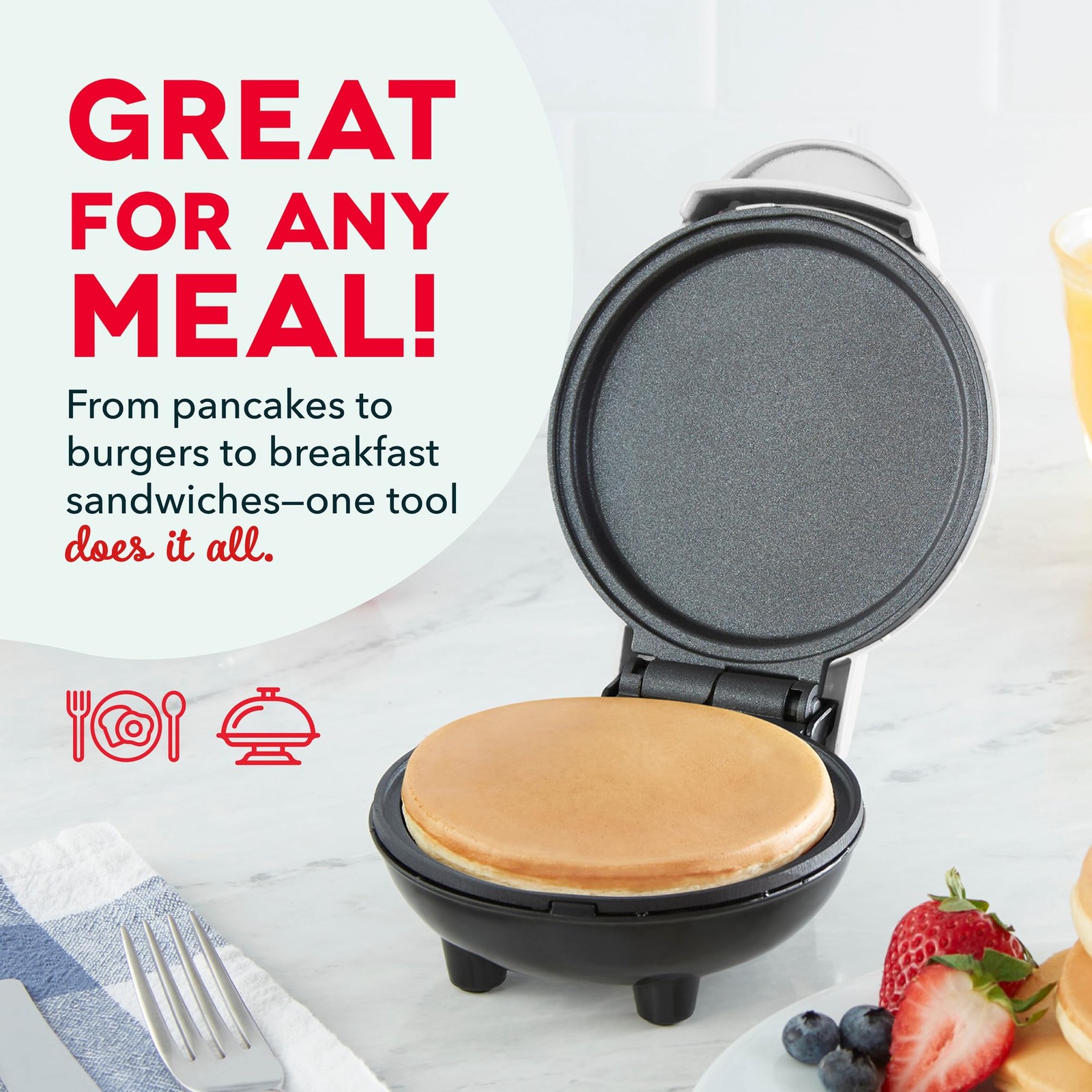 DASH Mini Griddle Maker 4 Inch Compact Nonstick for Pancakes Eggs Cookies RV Use