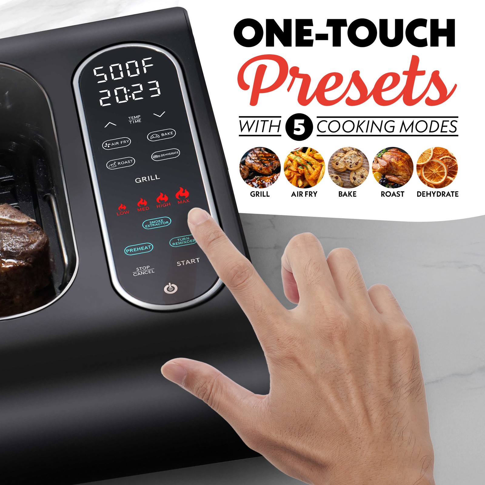 Gourmia Smokeless Indoor Grill & Air Fryer, Electric with Smoke Extractor
