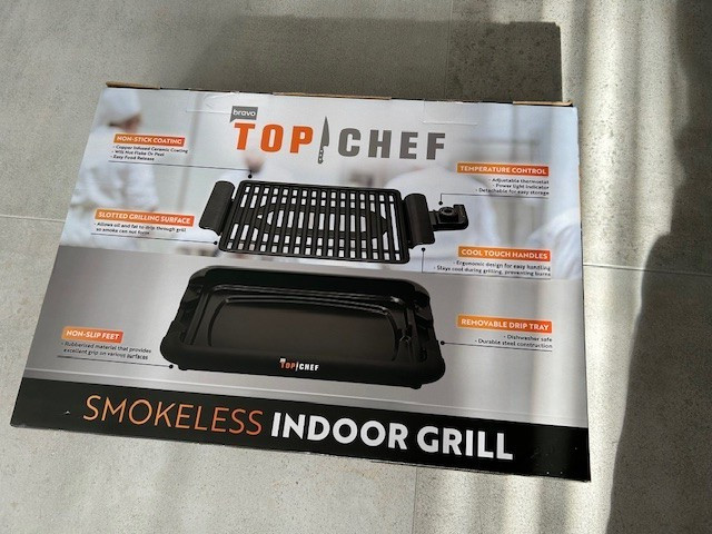 Top Chef Smokeless Indoor Electric Grill Non-Stick Temperature Control, New