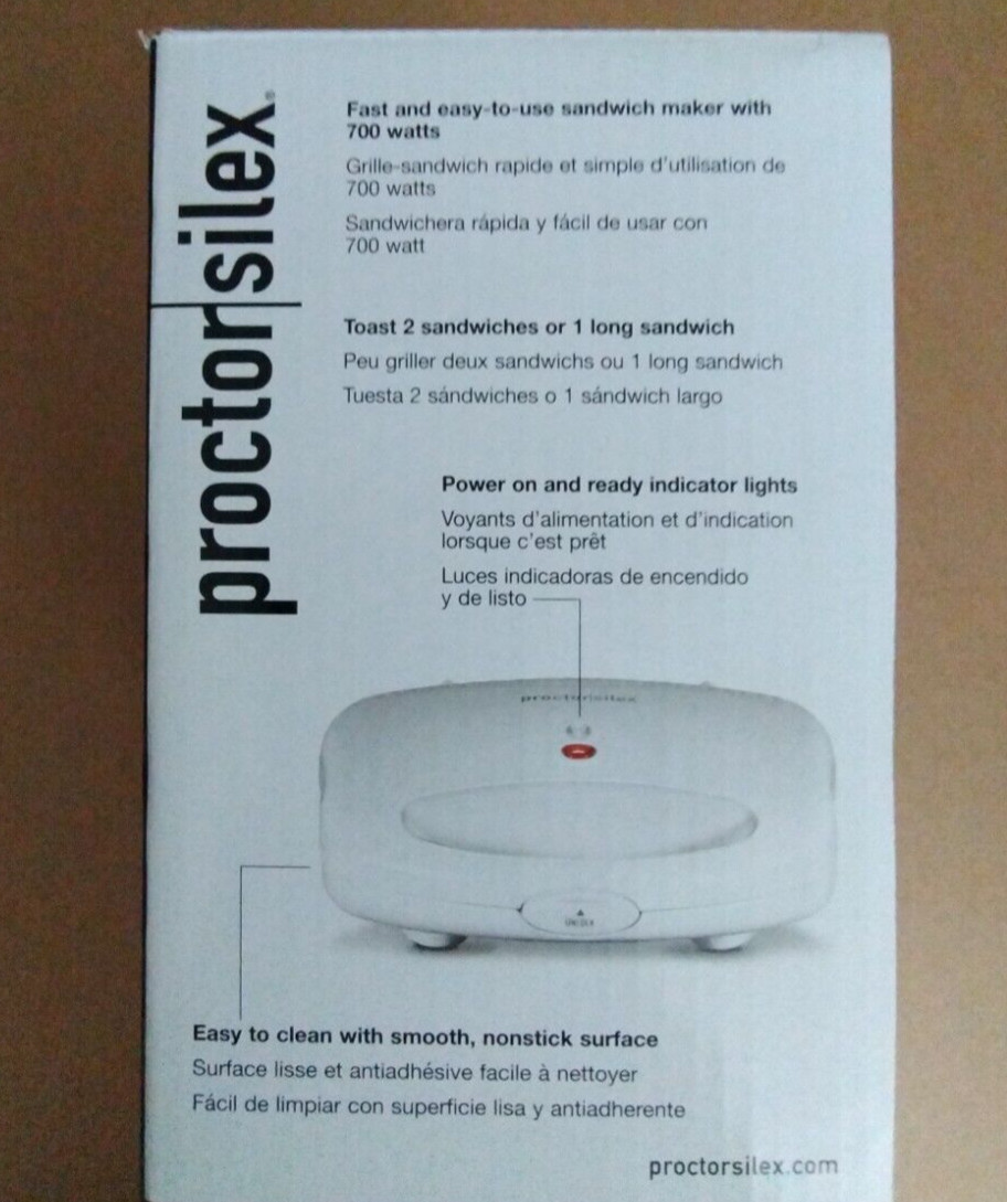 Proctor Silex Sandwich Maker Toaster PANINI press Nonstick Grill FAST FREE SHIP!