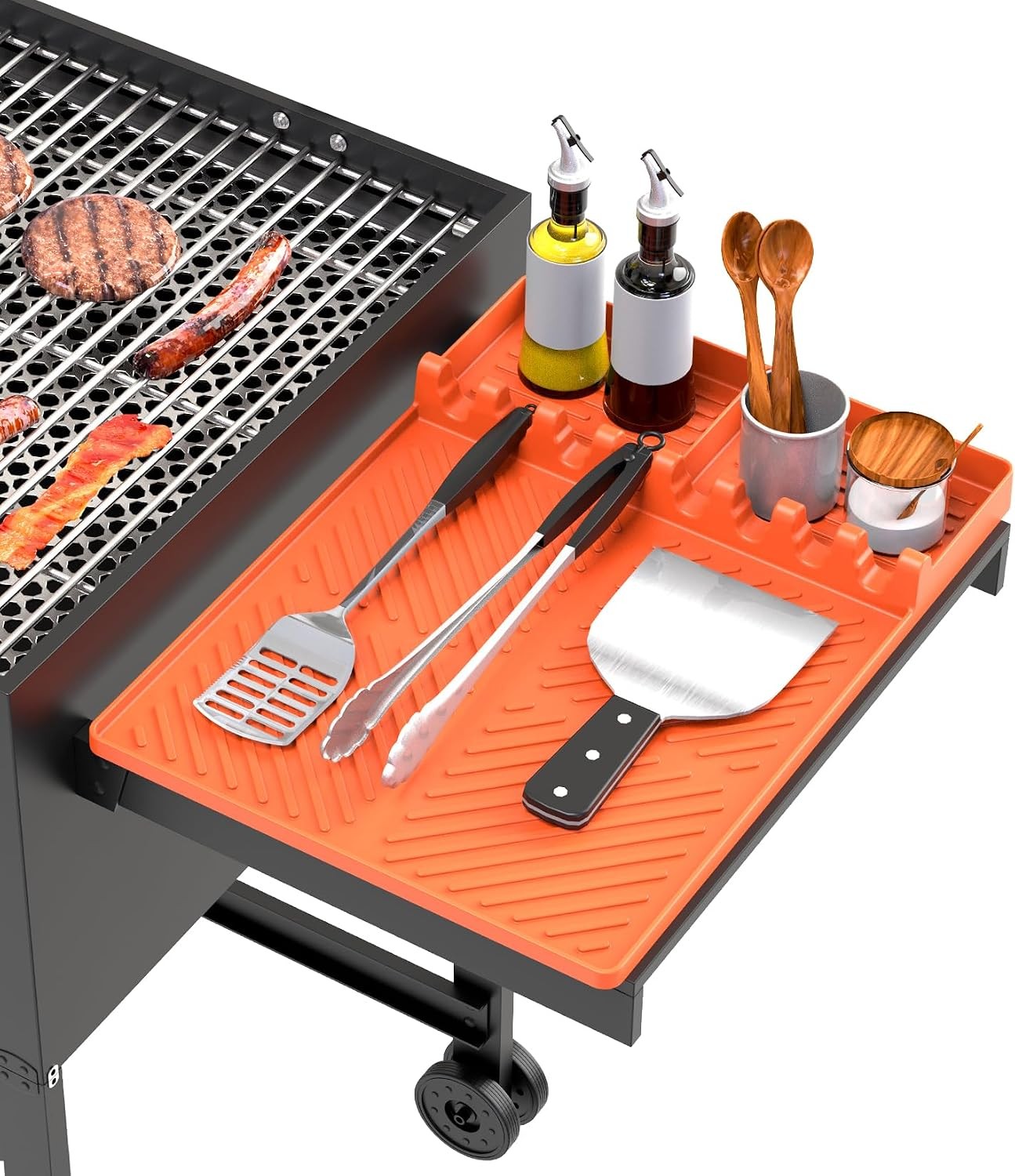 Silicone Grill Mat for Blackstone, Griddle Tools Mat with Drip Pad