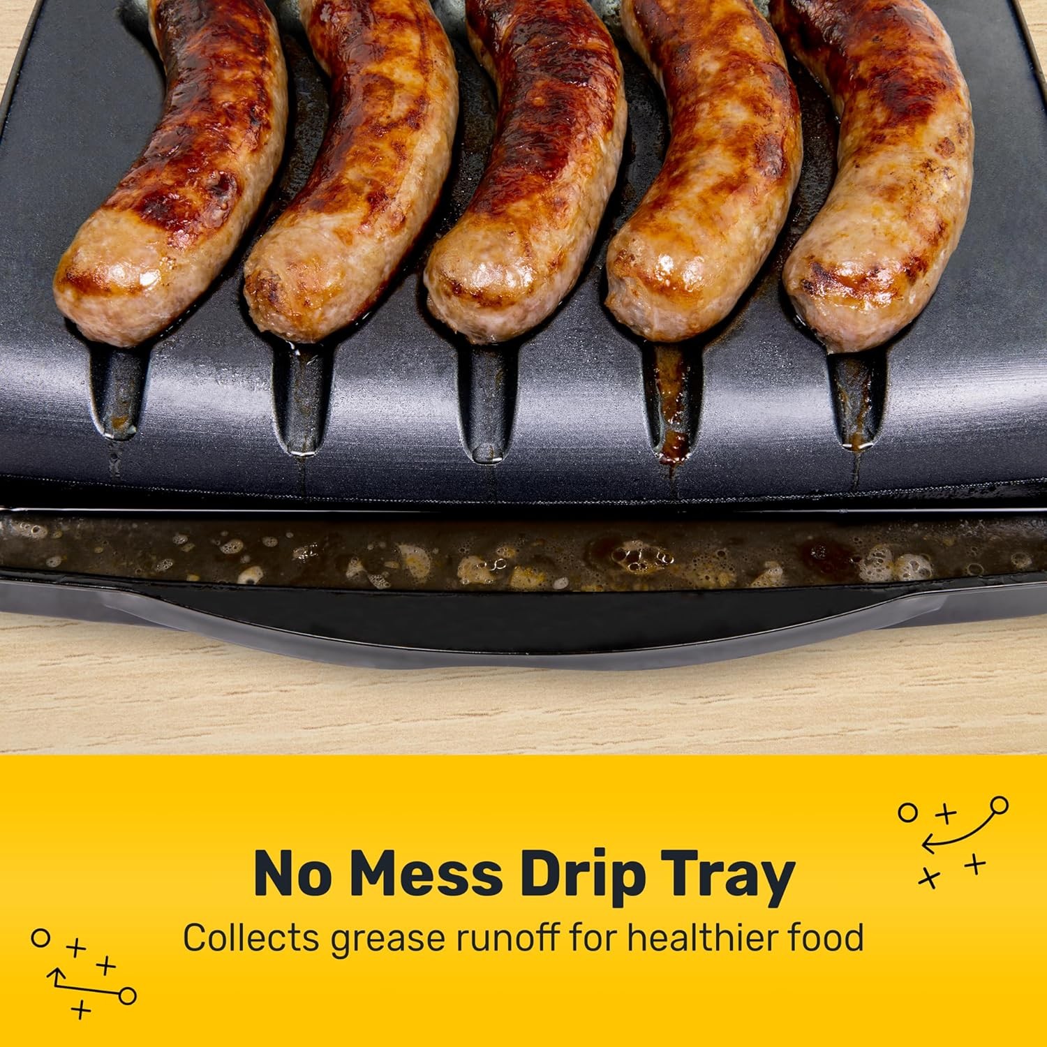 Game Day Sausage and Brat 5 Link Electric Grill with Oil Drip Tray, Carry Handle