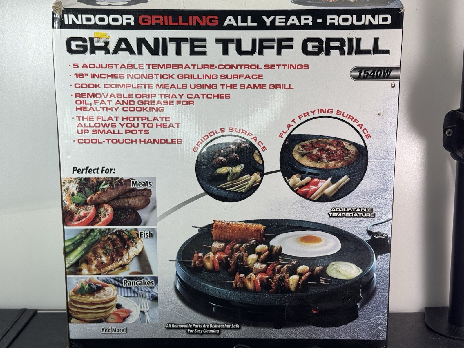 Granite Tuff Indoor Grill 16″ Round Electric Nonstick Surface Better Than George