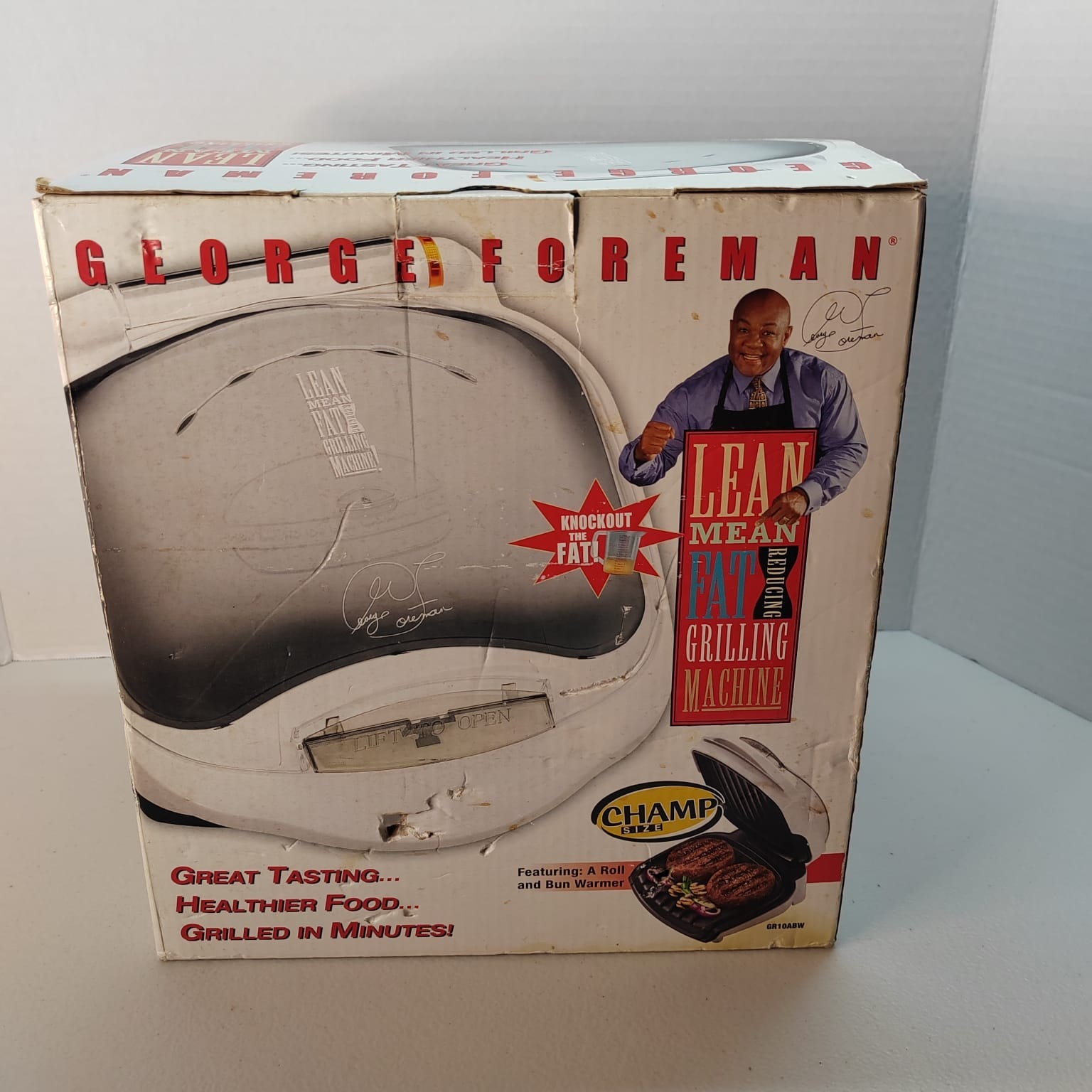 George Foreman GR10ABW Champ Grill with Bun Warmer – White