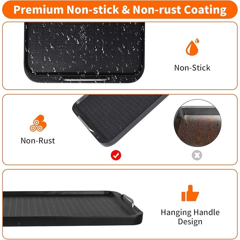 Aluminum Nonstick Griddle Pan Indoor Outdoor Cooking Easy Clean BBQ Plate New