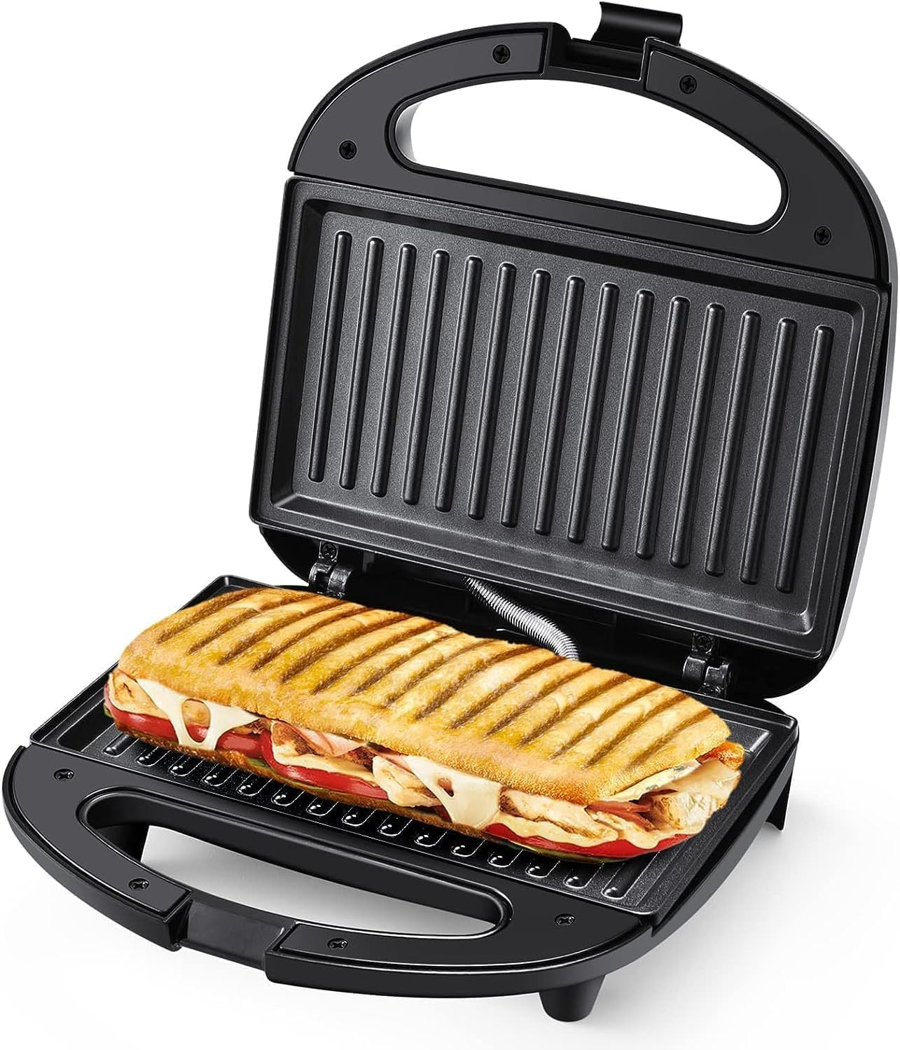 Panini Press Sandwich Maker, 2-Slice Sandwich Toaster Grill | 750W Heating with