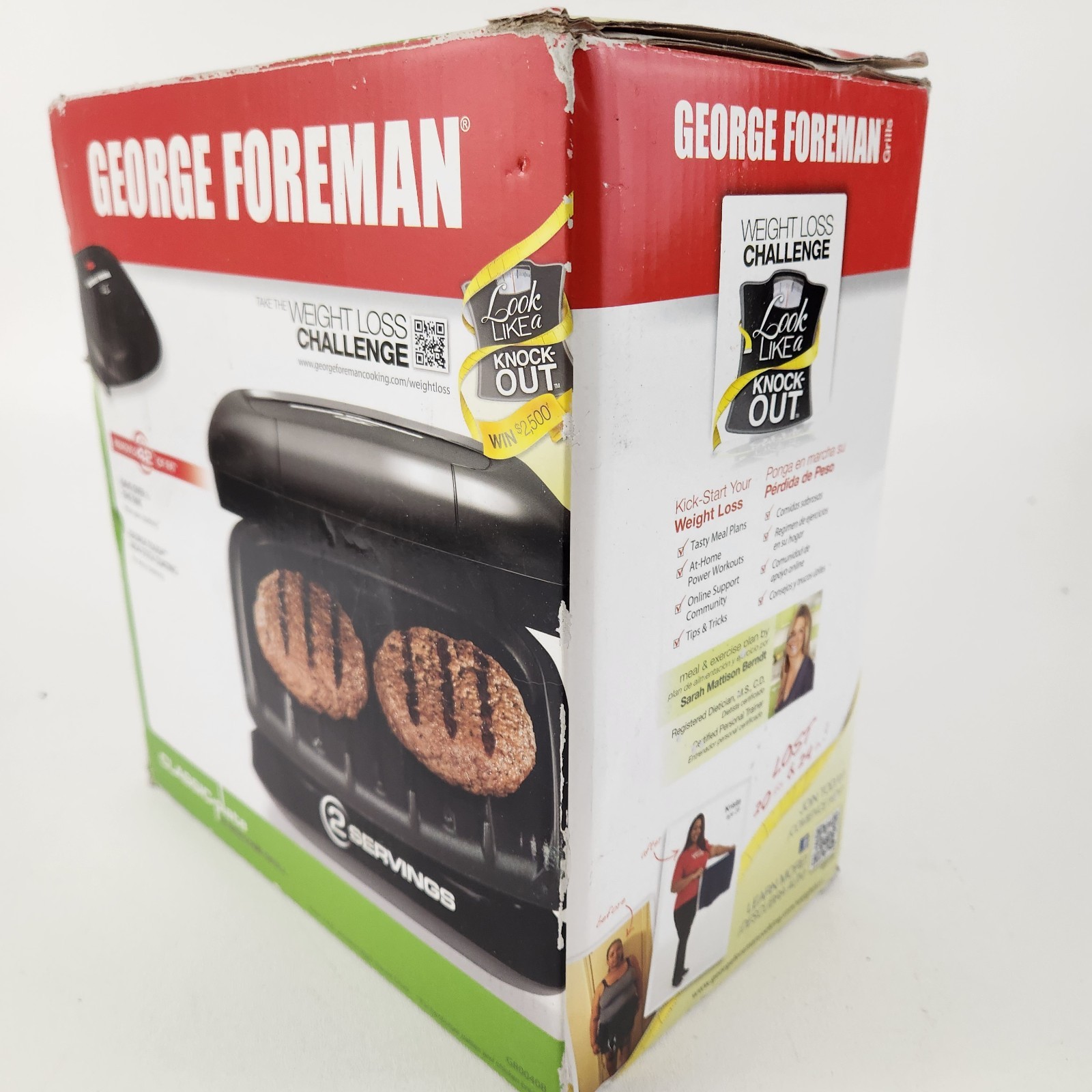 George Foreman GR0040B 2-Serving Classic Plate Grill Black New