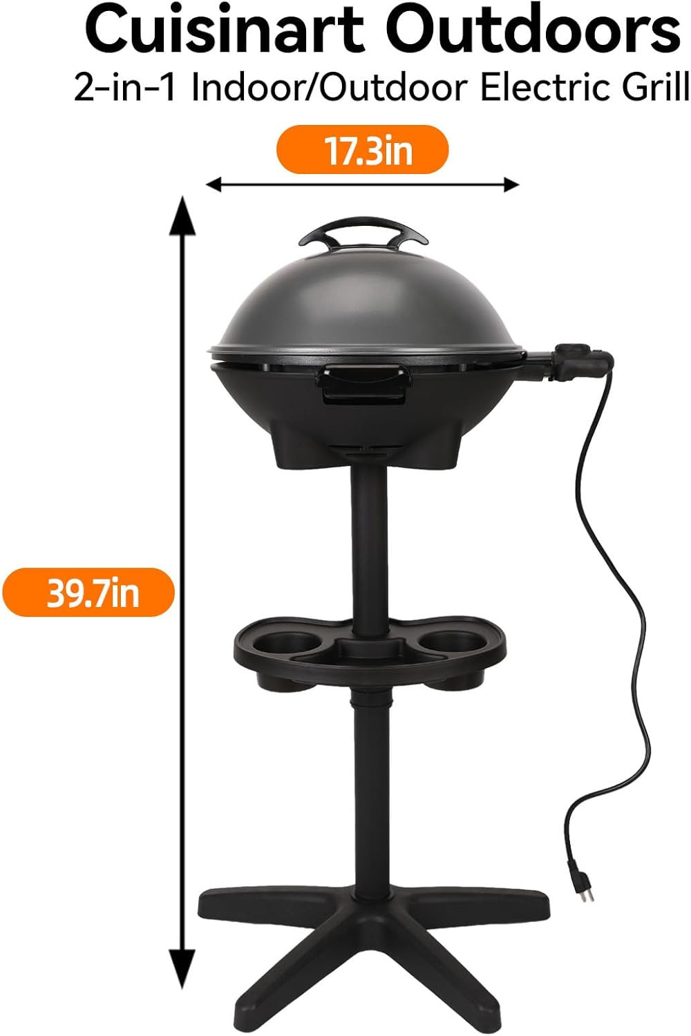 2-In-1 Electric Grill & Portable BBQ with Non-Stick Pan – Gray