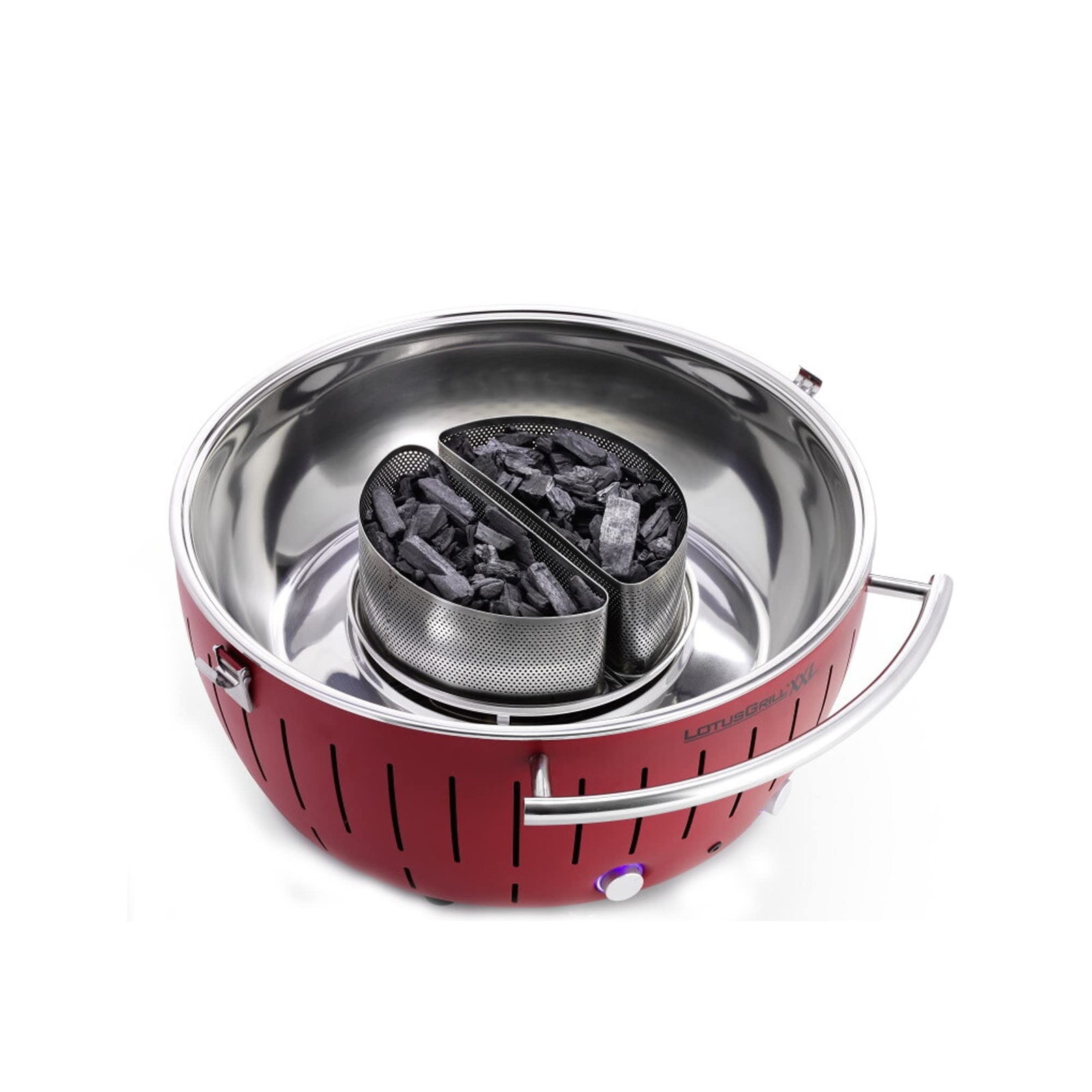 LotusGrill Smokeless Barbecue for Outdoor Dining with Glass Lid Cover and Stand