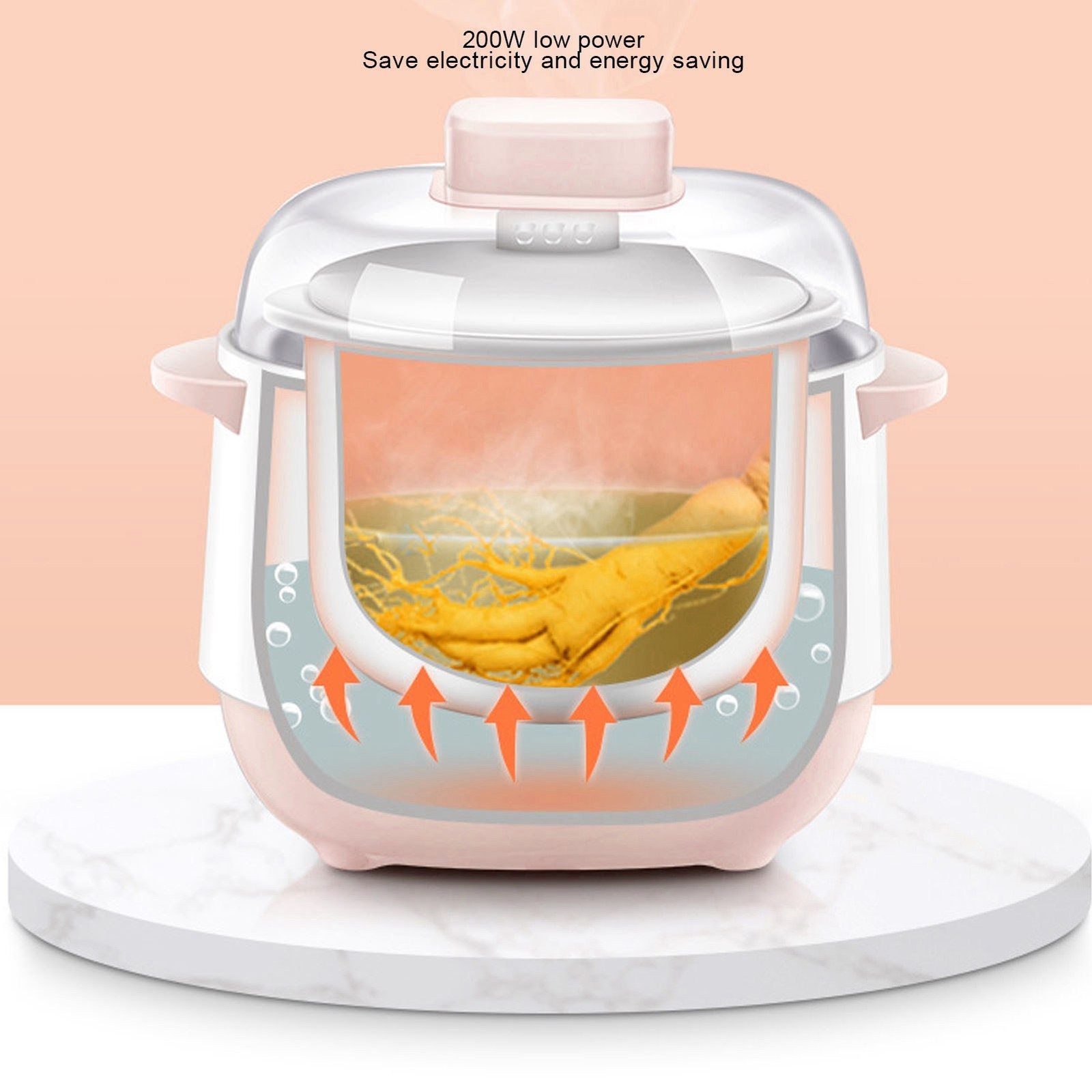 Electric Stew Pot 1L 200W Anti Dry Burn Safe Intelligent Electric Ceramic Cooker