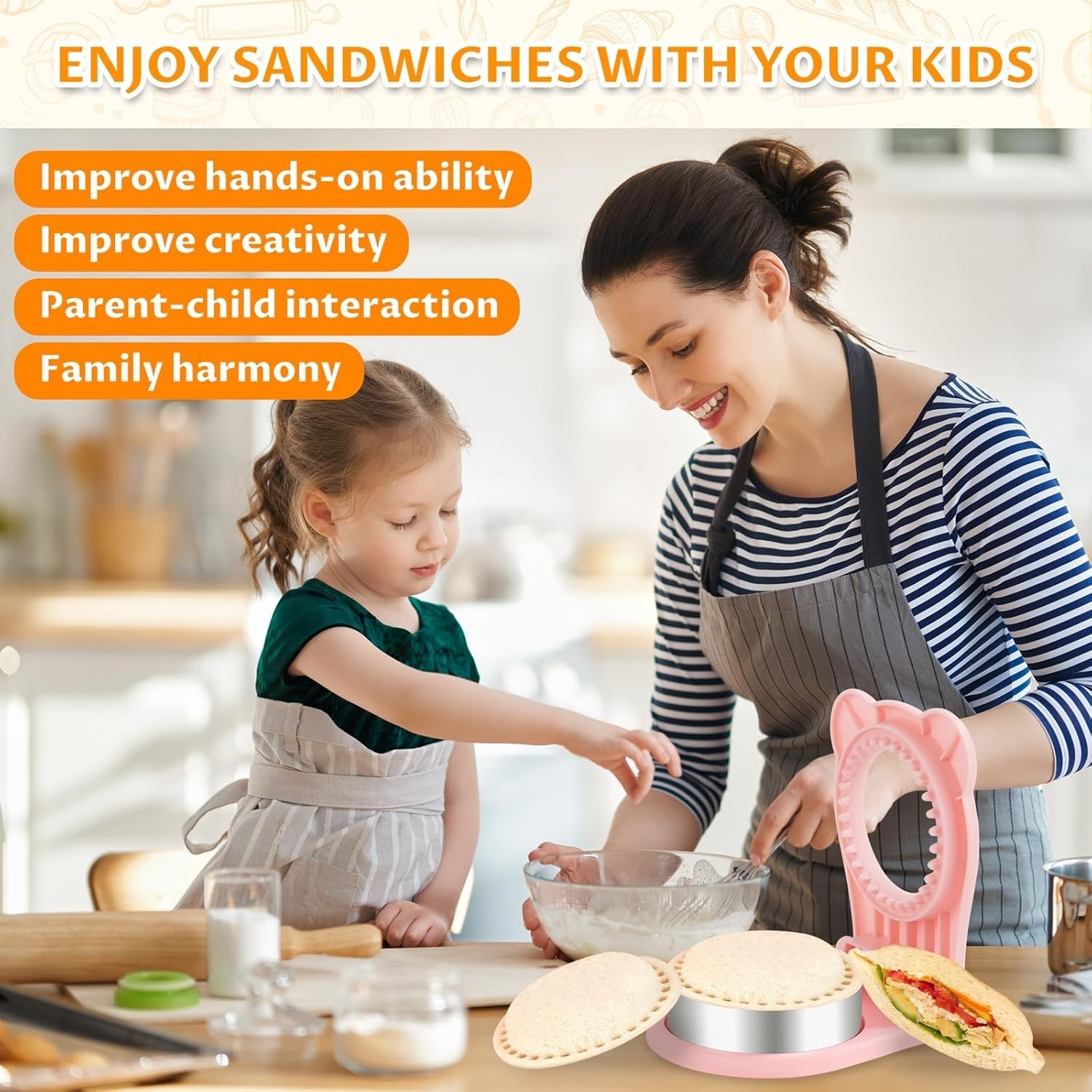 Sandwich Cutter Sealer Kids Lunch Maker Uncrustable Circular Shape